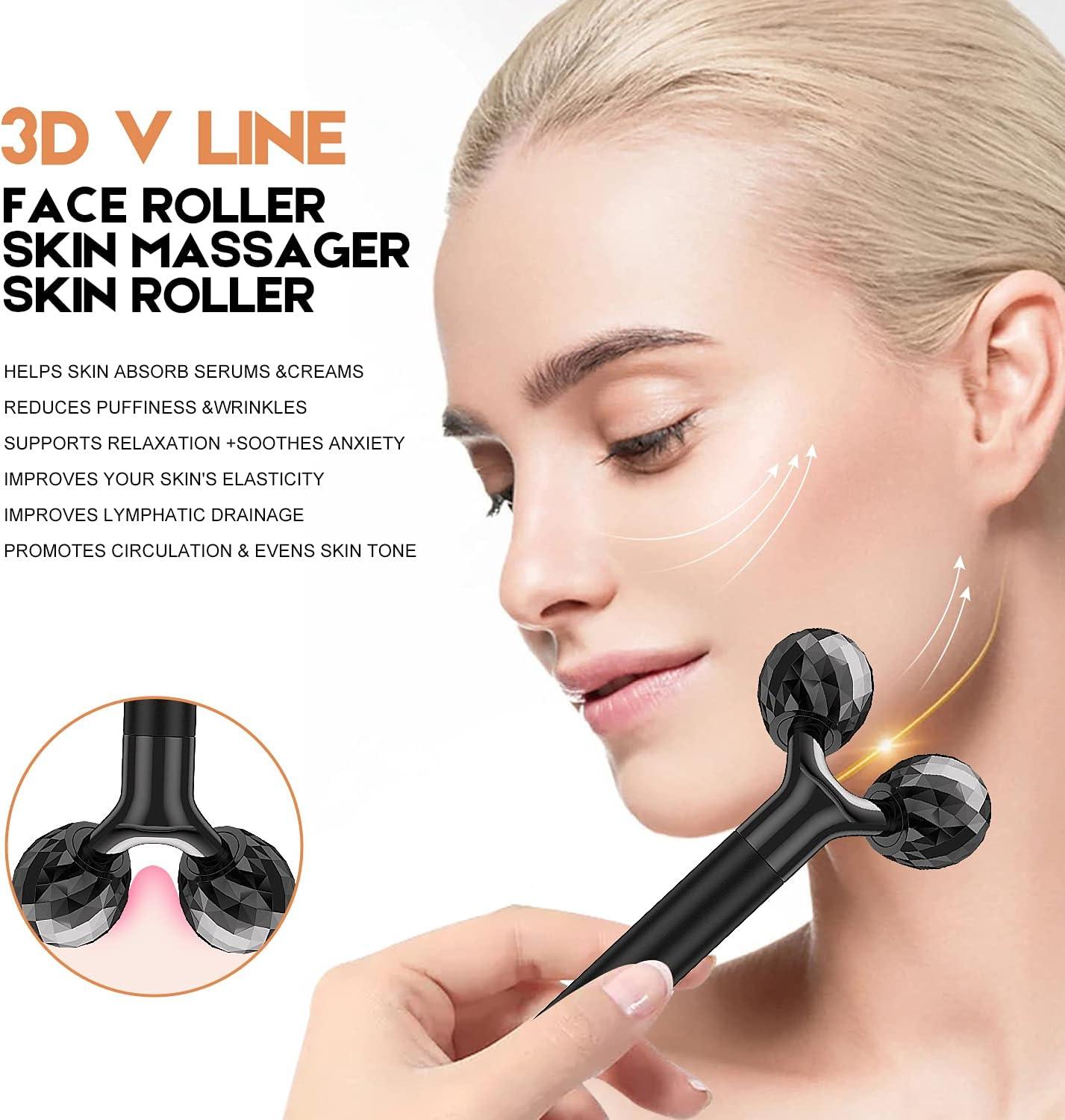 2 in 1 Electric Face Massager 3D Roller and T Shape Face Massager Kit