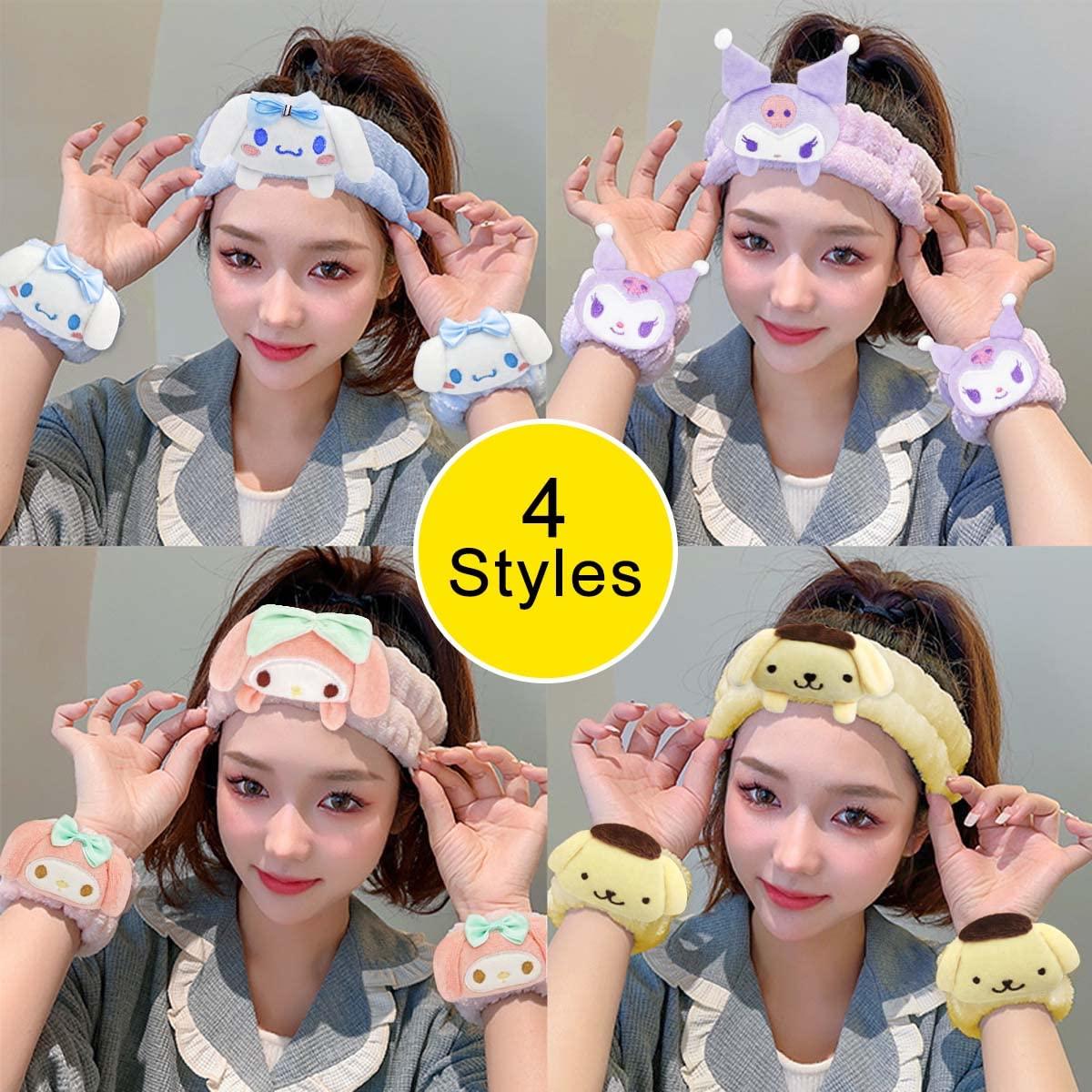 Kugiter Cute Spa Headband and Wristband Set for Face Washing
