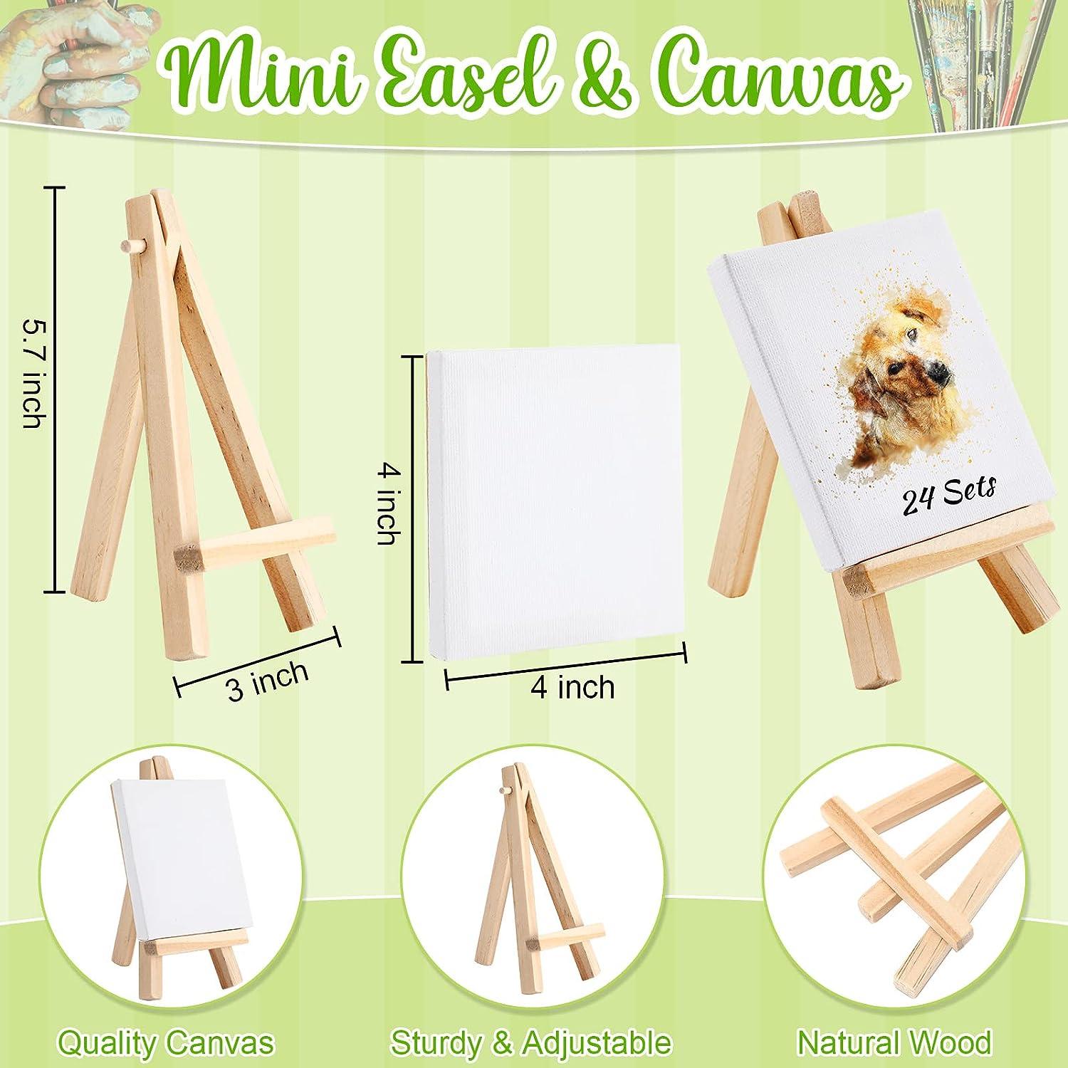 Mini Canvas And Natural Wood Easel Set For Art Painting Drawing