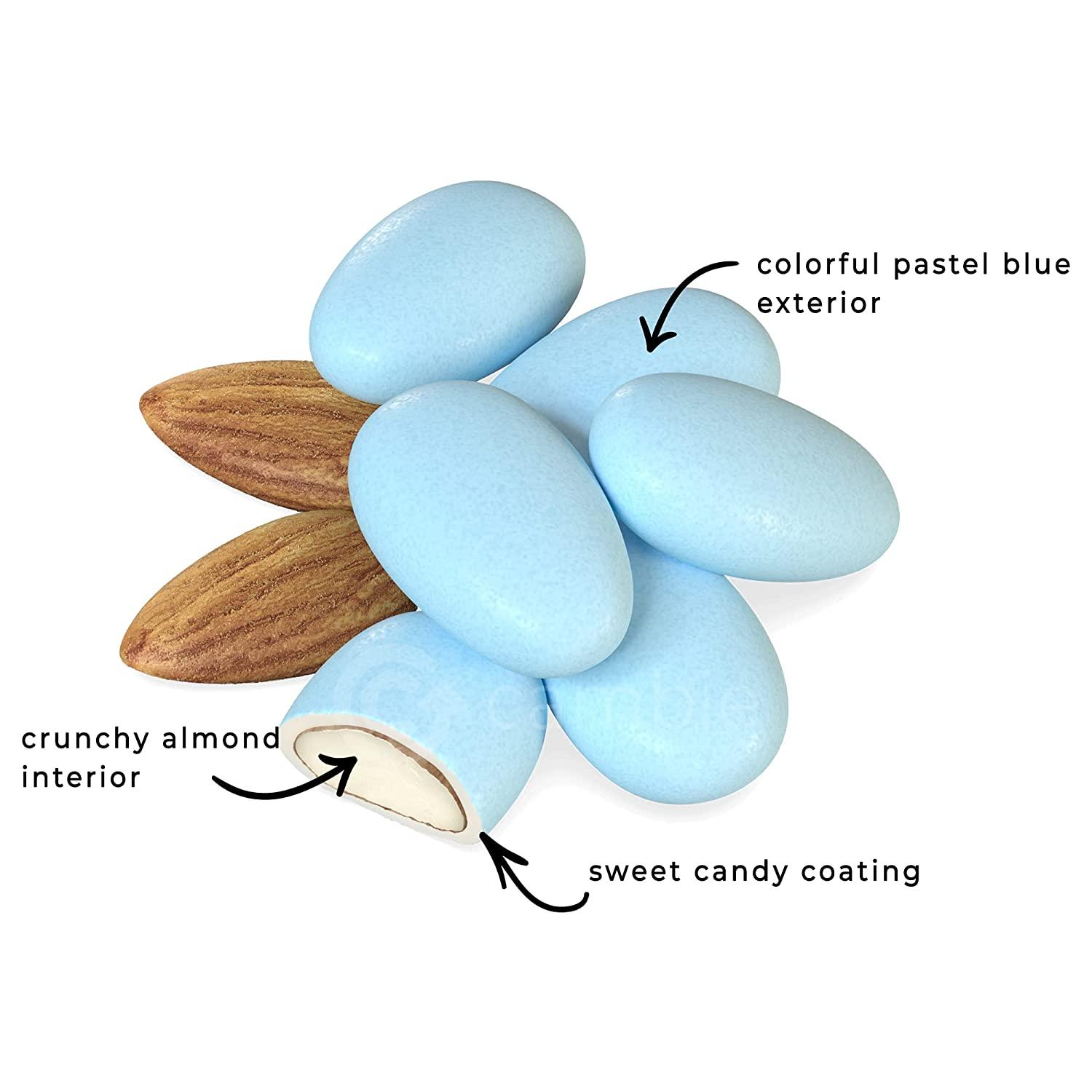 Cambie Jordan Almonds Pastel Blue Candy Almonds in Assorted Colors Premium Roasted Almonds