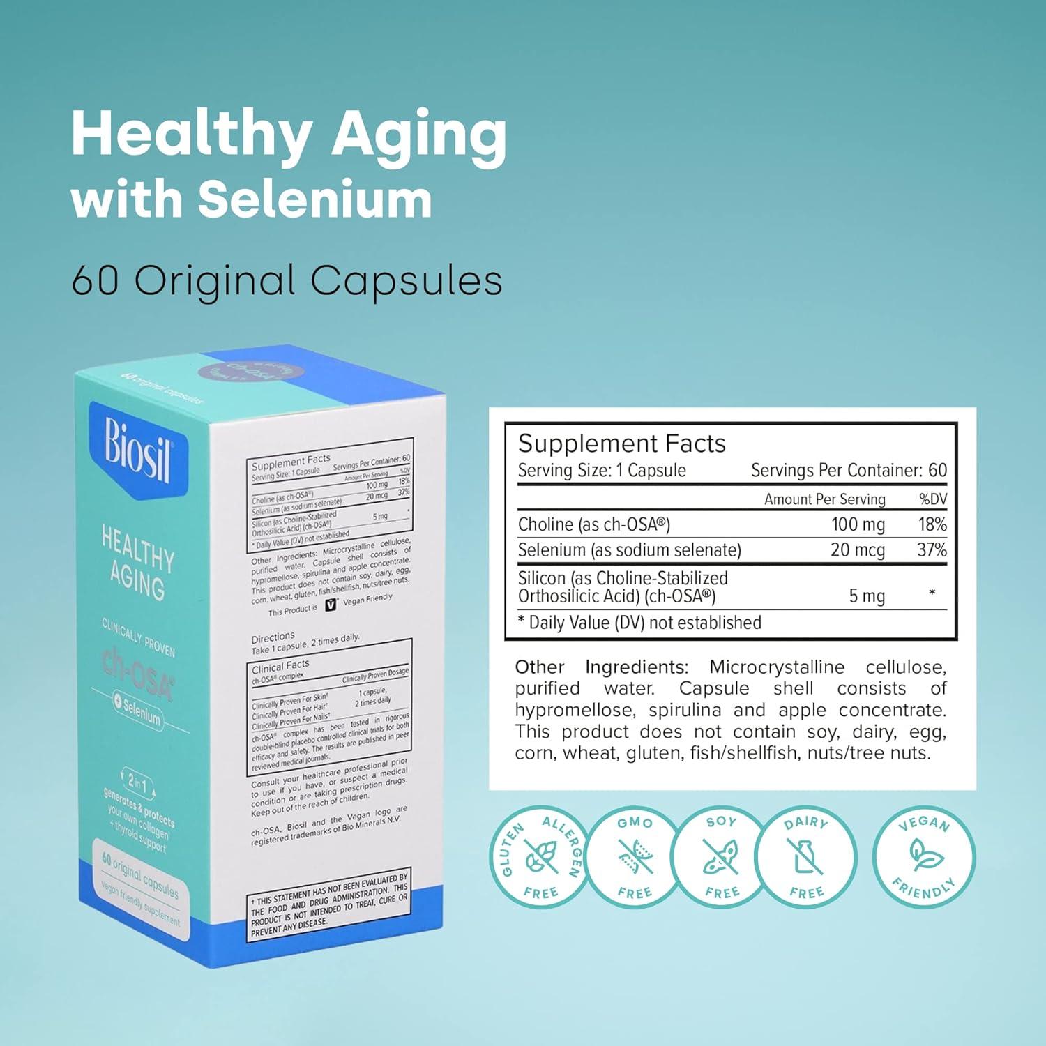 Biosil Healthy Aging Capsules - Beauty, Vitality & Thyroid Support - 60 ...