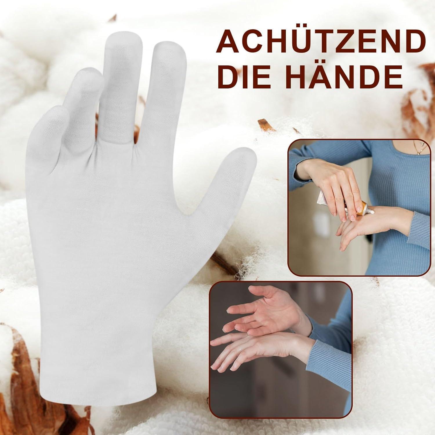 Pairs of 100% Cotton White Gloves Soft Moisturizing Jersey