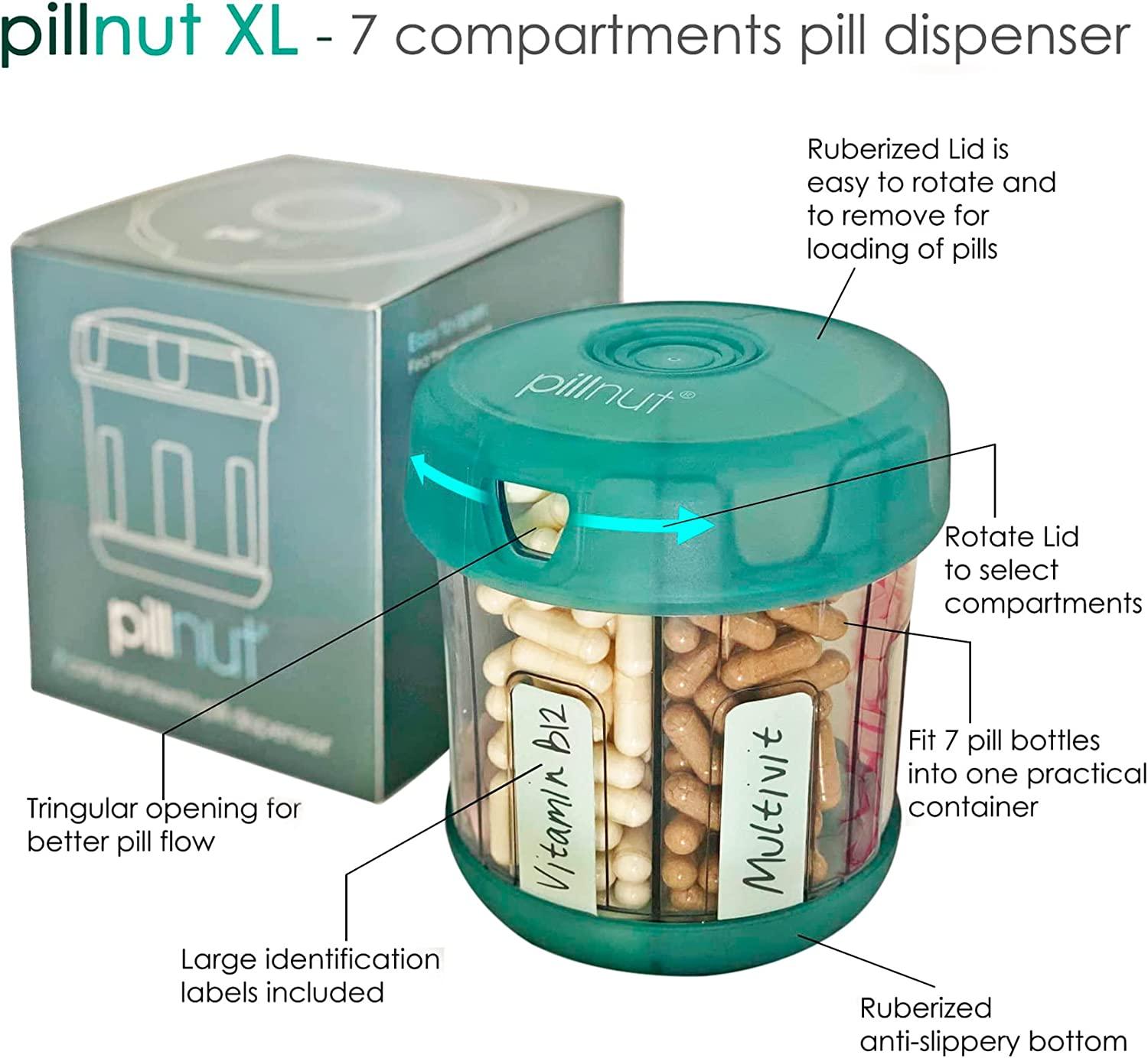 Extra Large Supplement Organizer, Vitamin Organizer with XL 7 Large Compartments, TPU Soft Lid