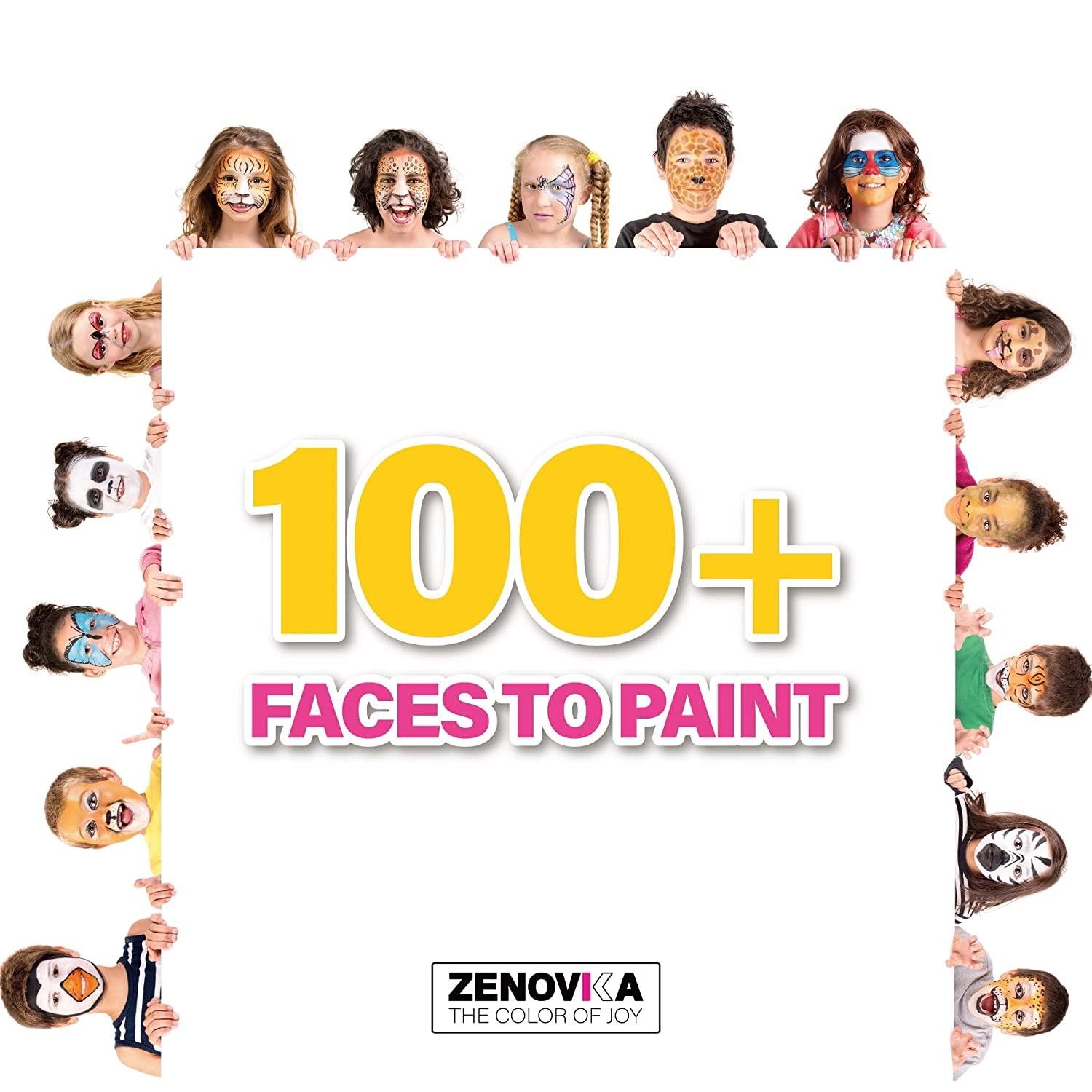 Face Paint Kit for Kids - 15 Colors Large Water Based Paints, 2 Brushes