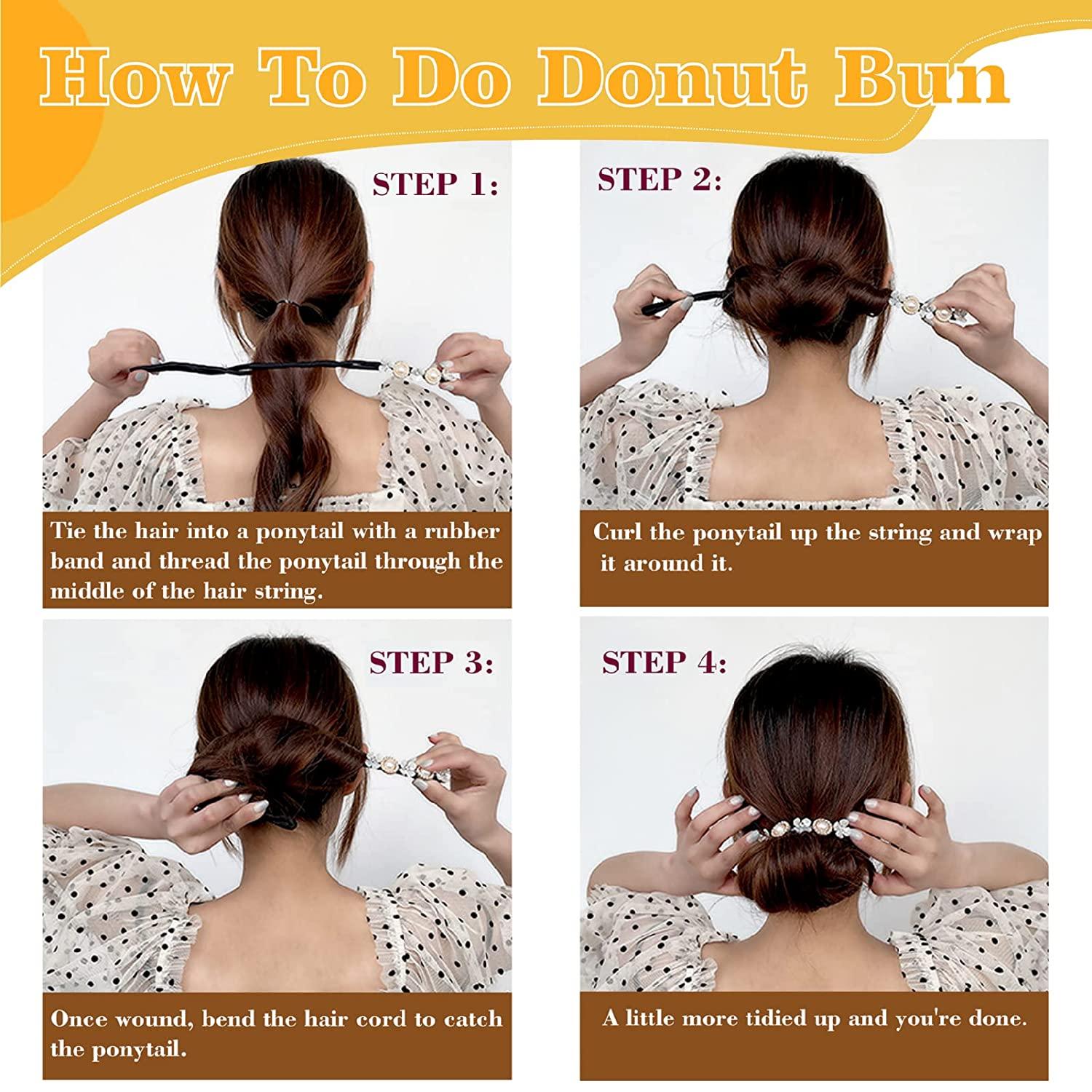 B1jounie YA 3PCS Hair Bun Maker Shell Flower Pearl Magic Hair Styling Deft  Bun Elegant Easy Bun Maker Hair Accessories for women