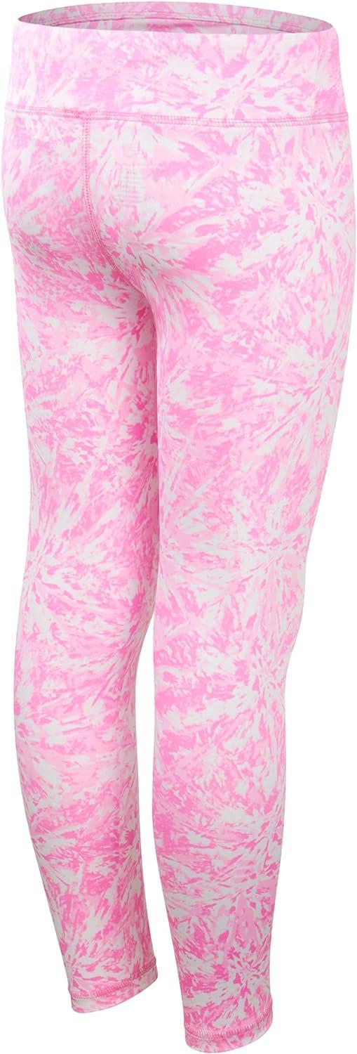 New Balance Girls' Active Leggings - 2 Pack Full Length Performance Yoga  Pants (7-12) Grey/Pink Tie Dye 7-8