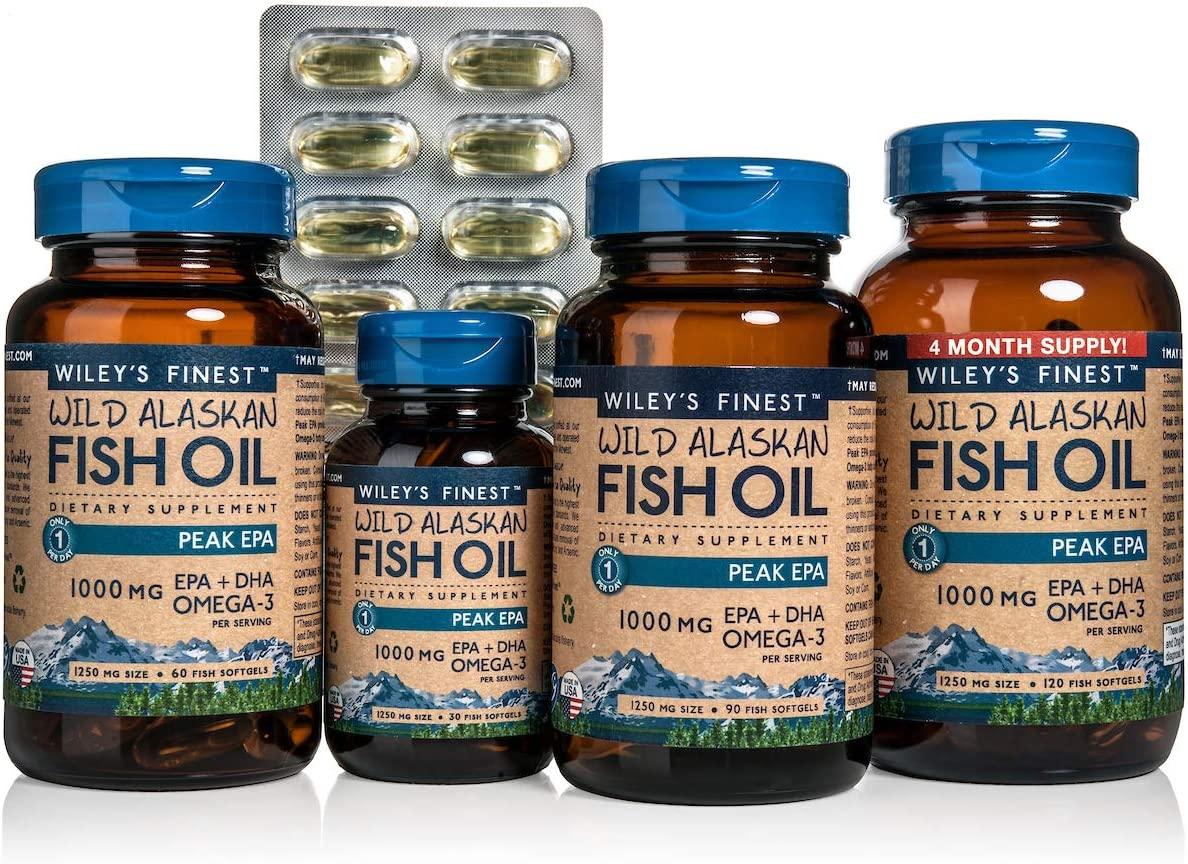 Buy Wiley's Finest Wild Alaskan Fish Oil Peak EPA 1000 mg 30 Softgels