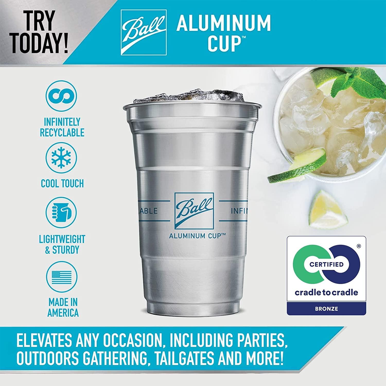 Ball Aluminum Cup 16 oz. Recyclable Party Cups 30 Pack with Ball Logo