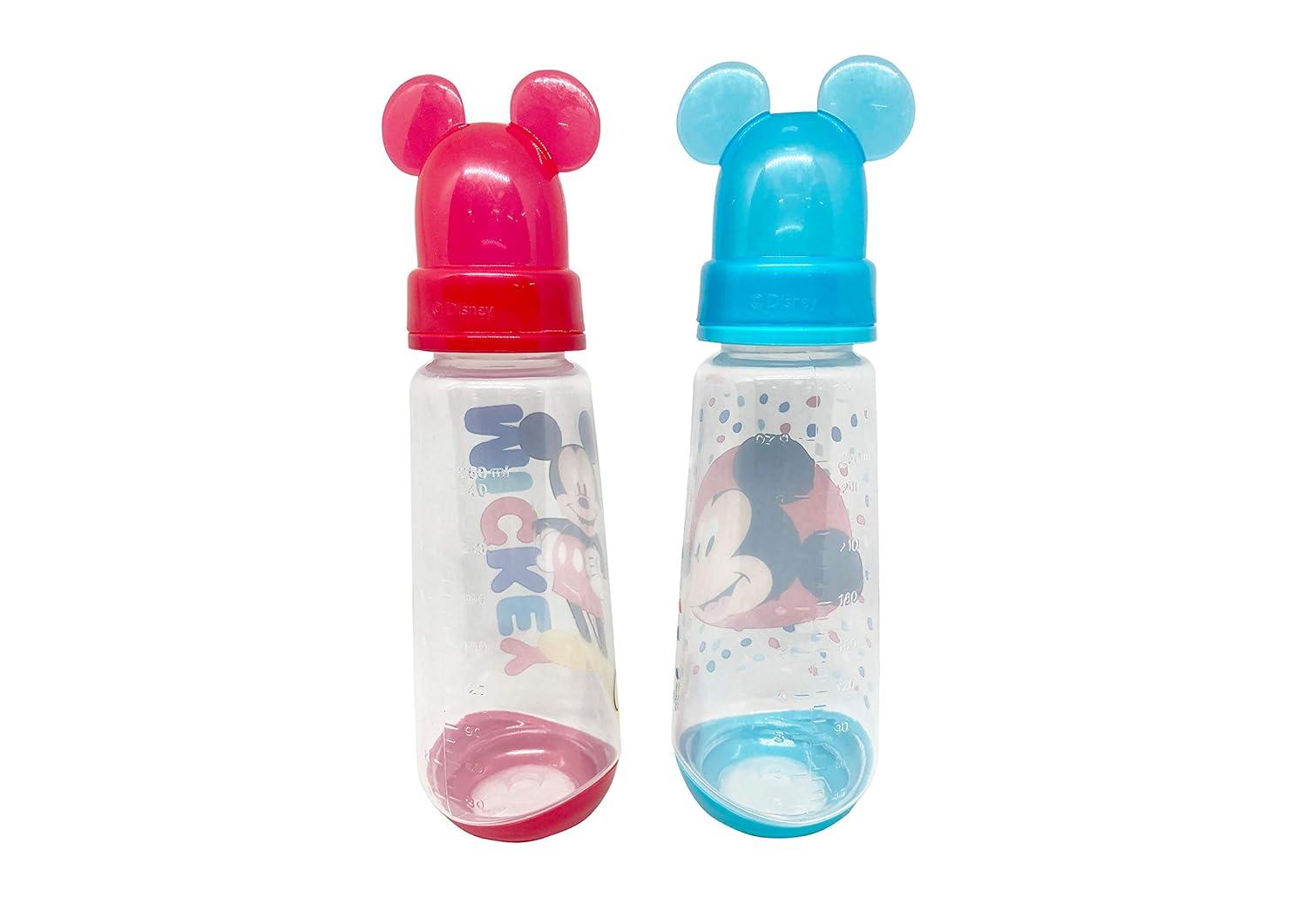 Disney Cudlie Mickey Mouse Baby Boy 9 Oz Bottles 2-Pack with