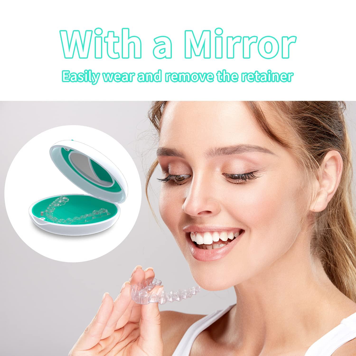 Cute Retainer Case with Mirror and Adjustable Vent Holes Slim Aligner