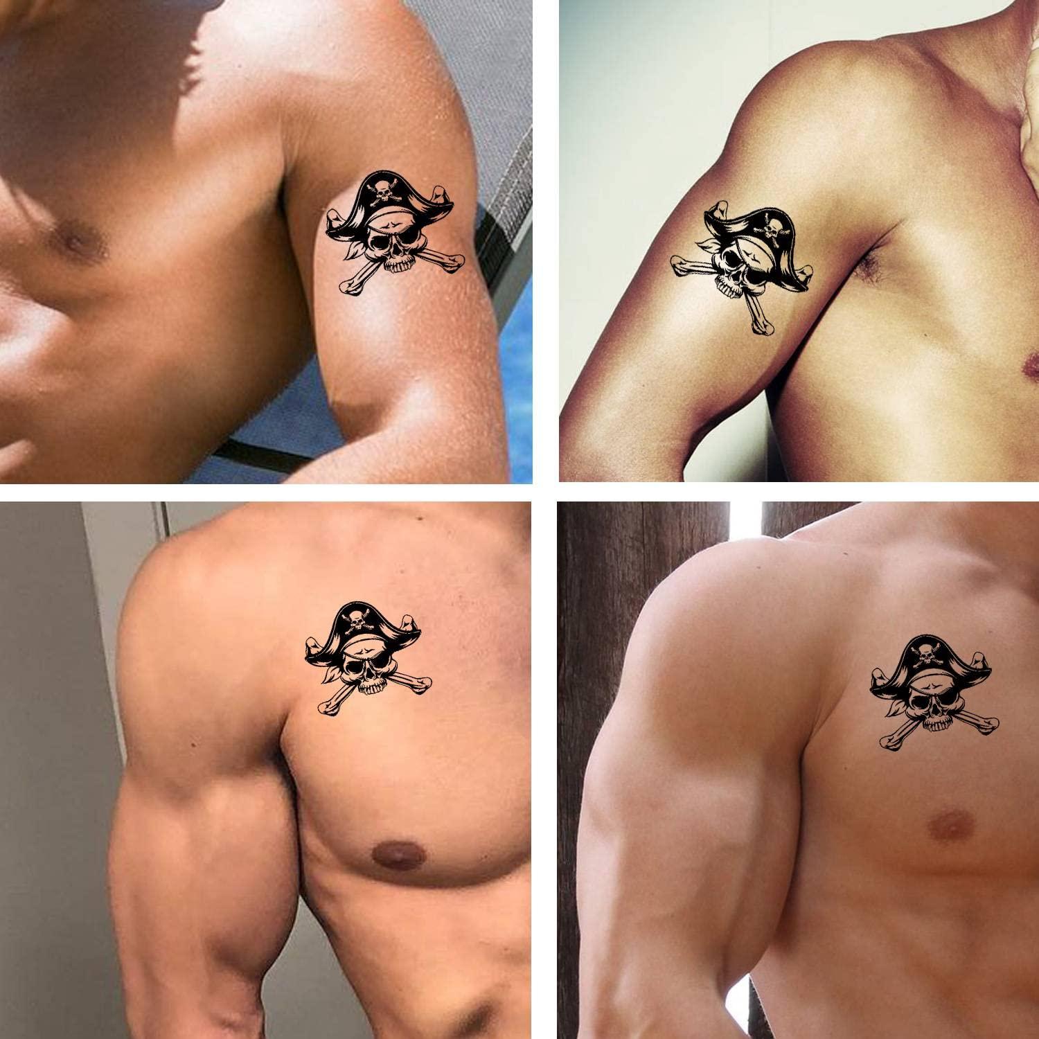 Dopetattoo 6 sheets Temporary Tattoos Skull Crossbones Pirate Jolly Roger  Temporary tattoo for Women Neck Arm Chest for Woman