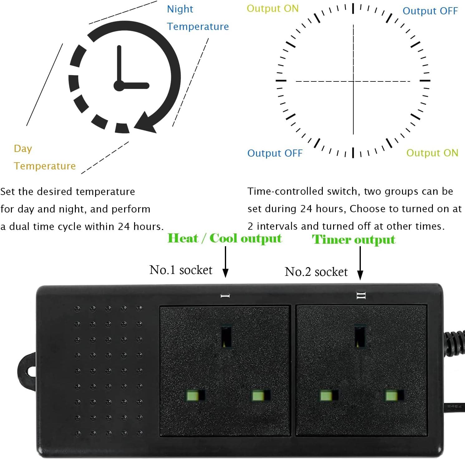 XIEHUZA Digital Dimming Thermostat Day & Night Timer Reptile