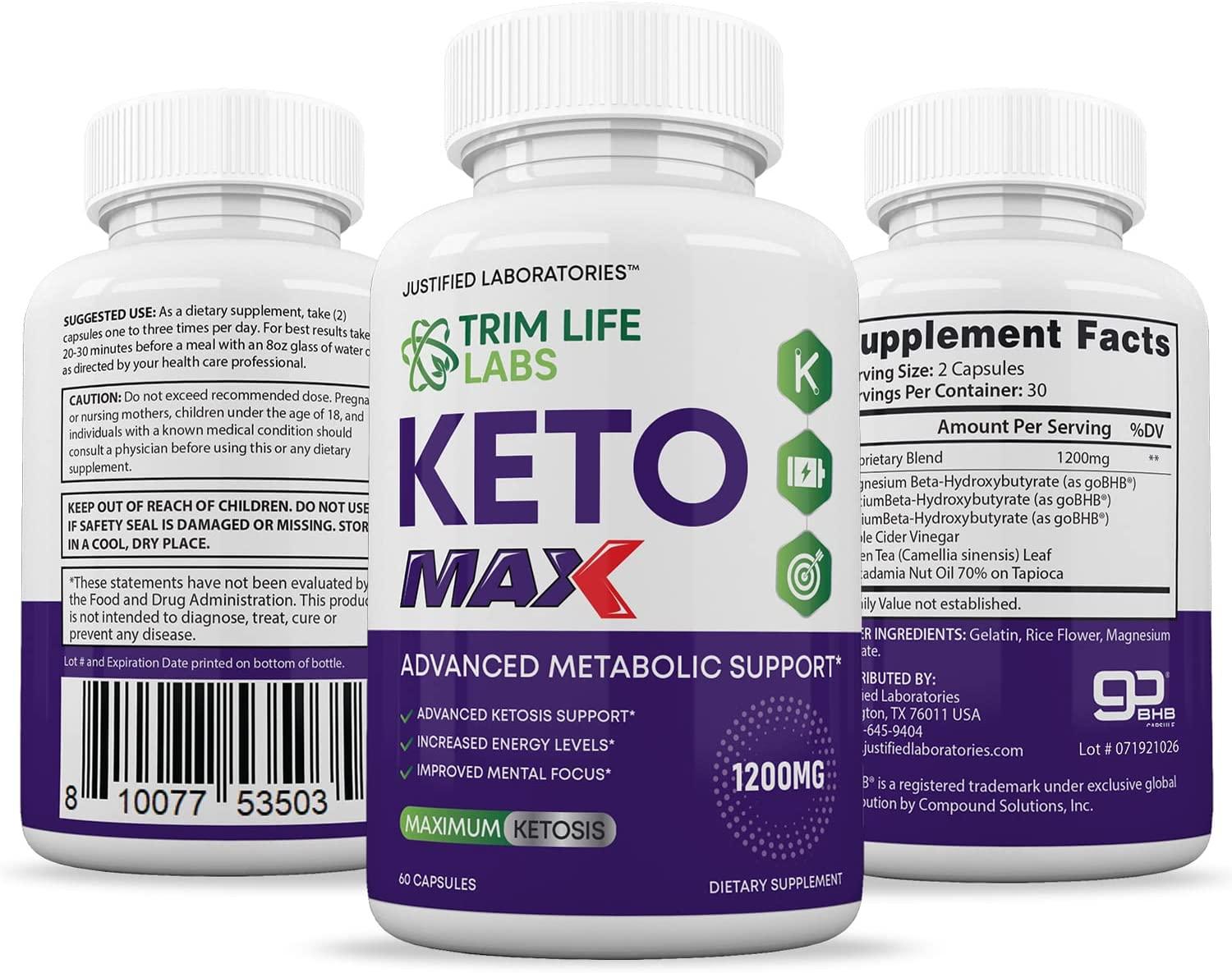 Trim Life Labs Keto Max 1200MG Pills 2 Pack with Apple Cider Vinegar