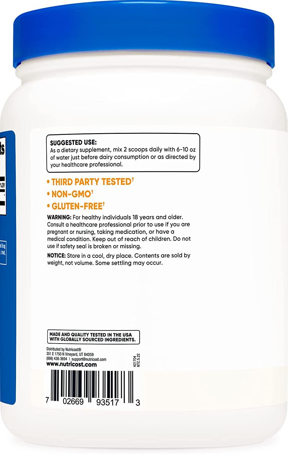 Nutricost Lactase Powder 500 Grams NonGMO, Gluten Free, Lactase Powder 1.10 Pound (Pack of 1)