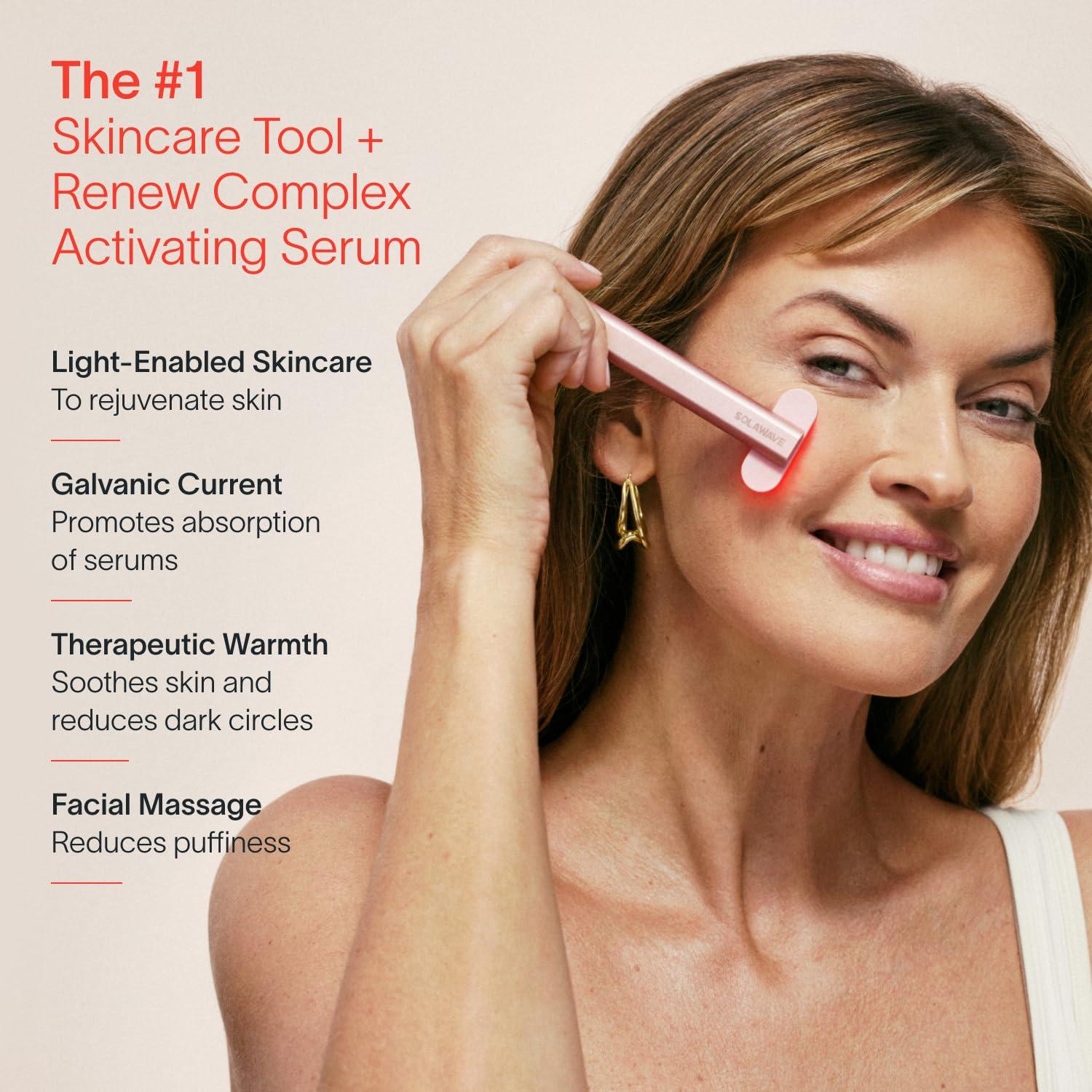 Shop Solawave 4-in-1 Facial Wand & Renew Complex Serum Bundle | Red Light  Therapy & Microcurrent Anti-Aging Device | Rose Gold Face Massager for  Wrinkles | Buy Now with Express International Delivery |