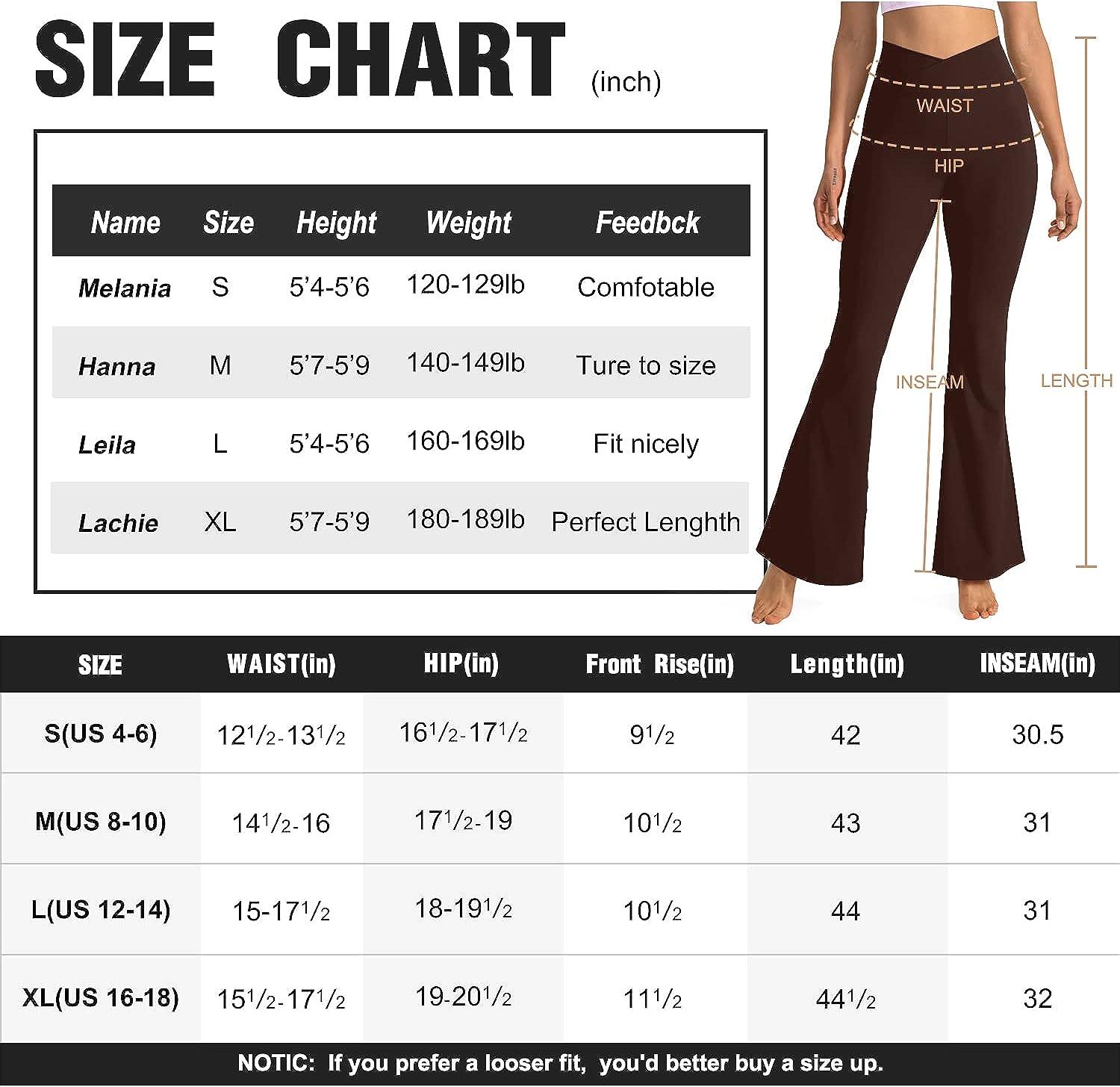  Womens Flare Yoga Pants - Crossover Flare Leggings High  Waisted Bootcut Bell Bottom Workout Sweatpants Brown