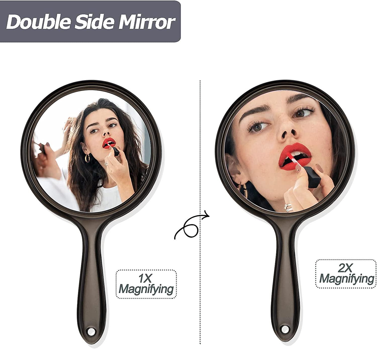 Hand Mirror Double Sided Handheld Mirror 1X/ 2X Magnifying Mirror with