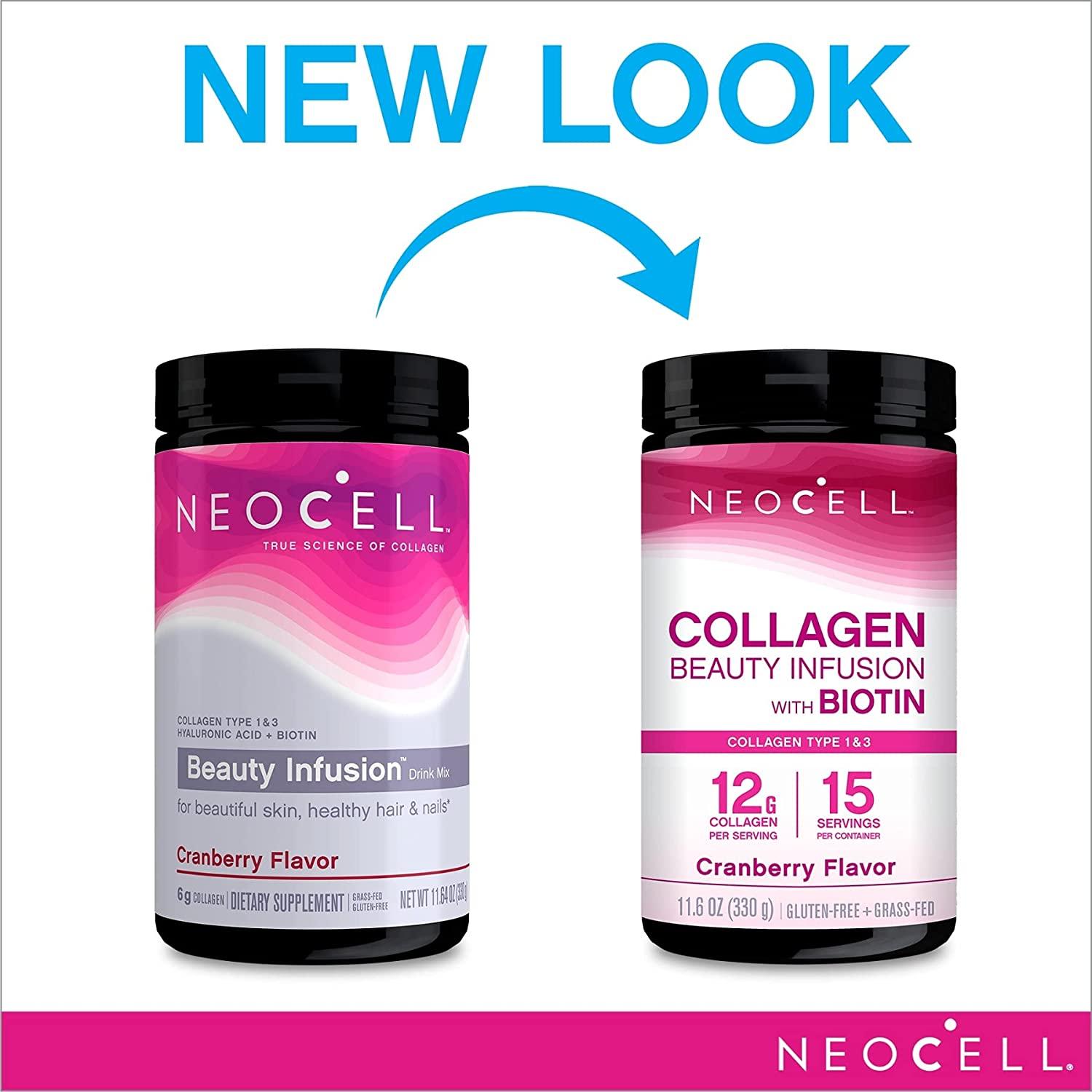 NeoCell Beauty Infusion Collagen Supplement Drink Mix Powder, 6,000mg