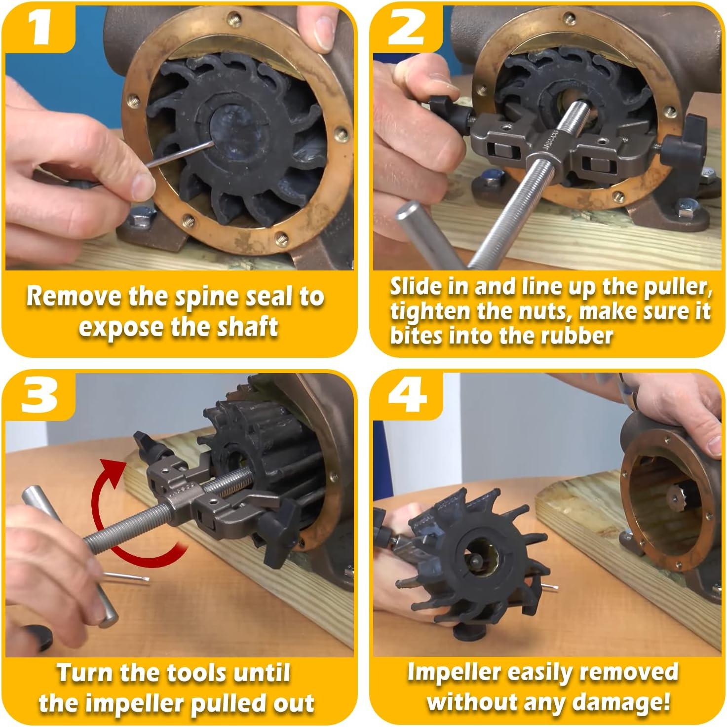 Bzumperyz 6600401 Impeller Puller Tool for 21/4" to 29/16" Marine Impeller Pull for Jabsco