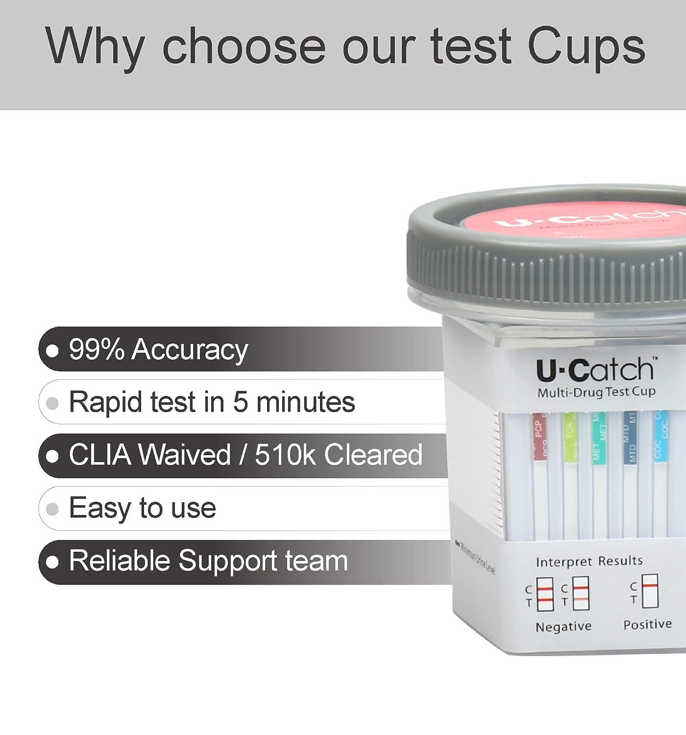 25 Pack UCATCH Plus 12 Panel Urine Test Cup Kit Rapid AtHome Testing