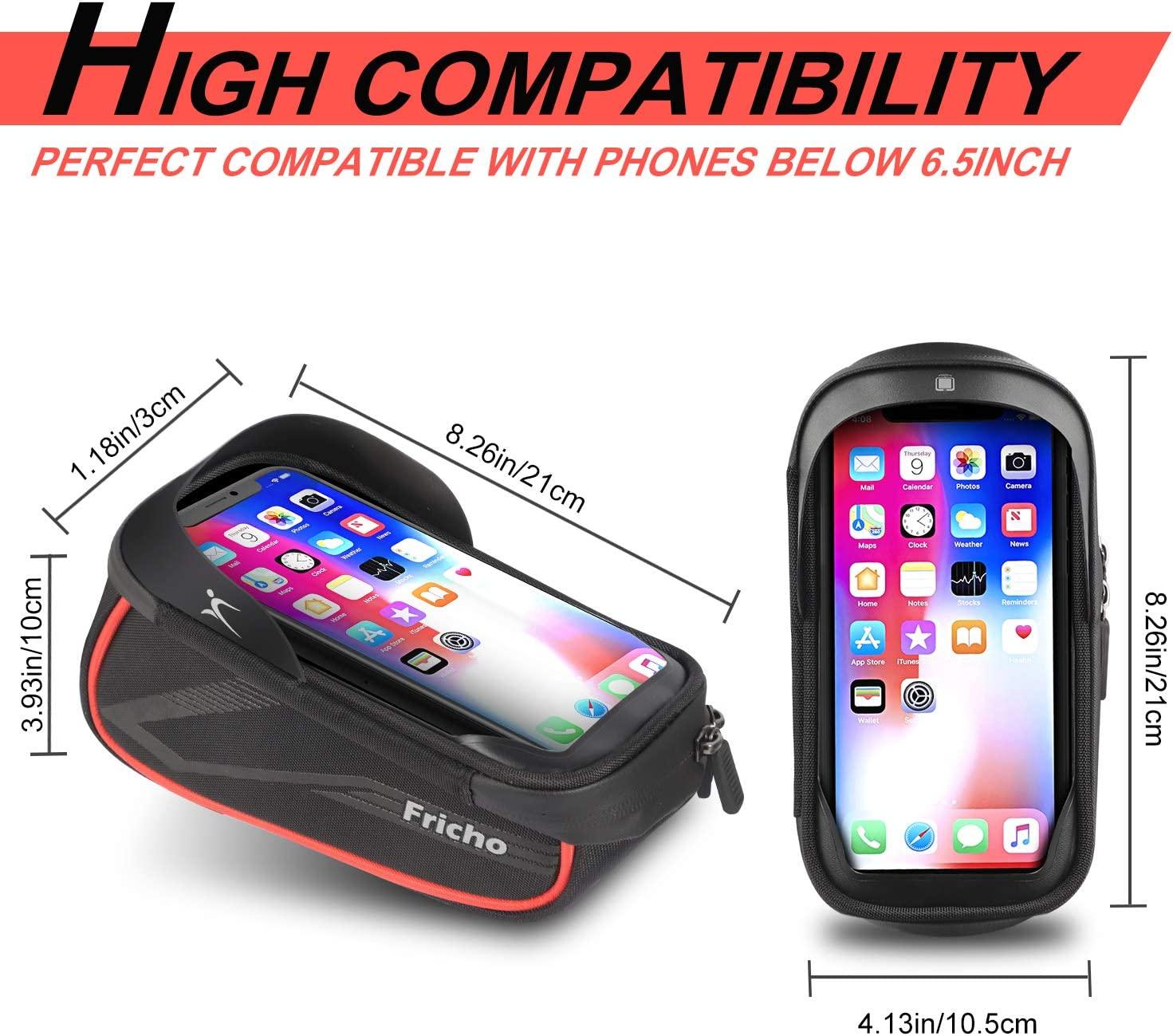 Fricho Mens Easter Gifts for Teens Adults, Bike Frame Bags Waterproof, Mountain Bike Accessories, Bicycle Phone Holder 6.5, Cycling Gadgets for Teenager, Dad Birthday Presents for him Husband