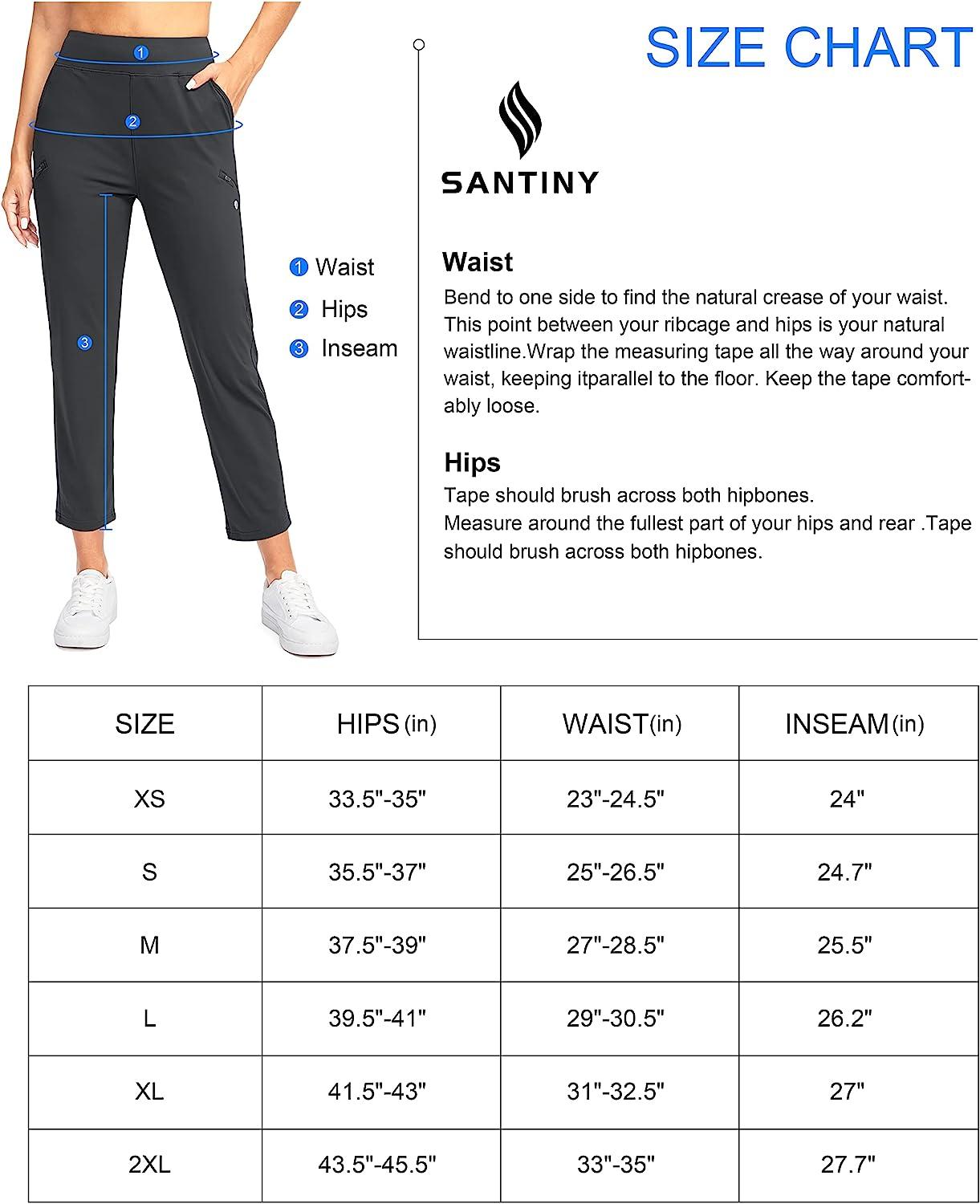 SANTINY Women's Golf Pants with 3 Zipper Pockets 7/8 Stretch High