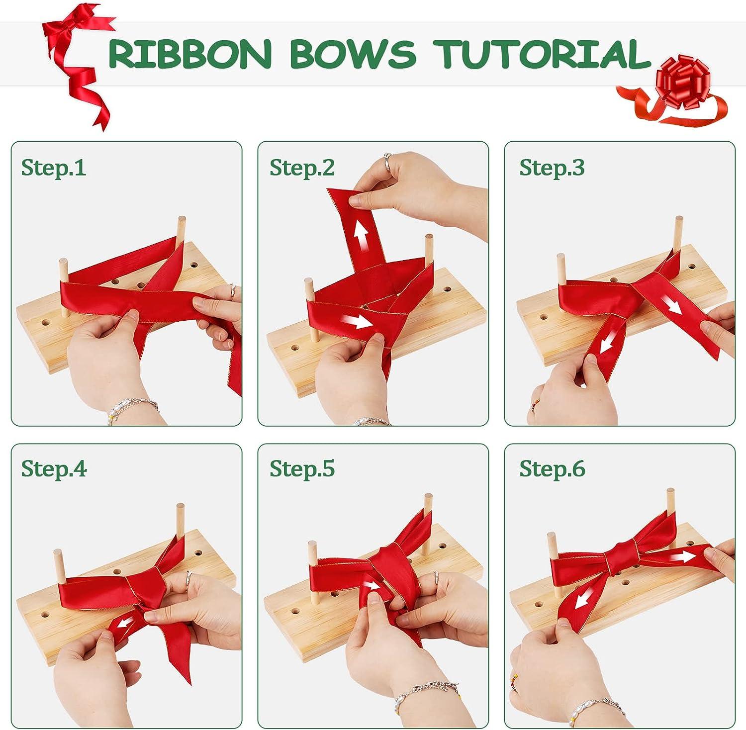 Wooden Ribbon Bow Maker Bow Making Tool for Christmas Bows, Ribbon Wreaths,  Party Decorations Gift Bow Bowmaker Kit Decor A