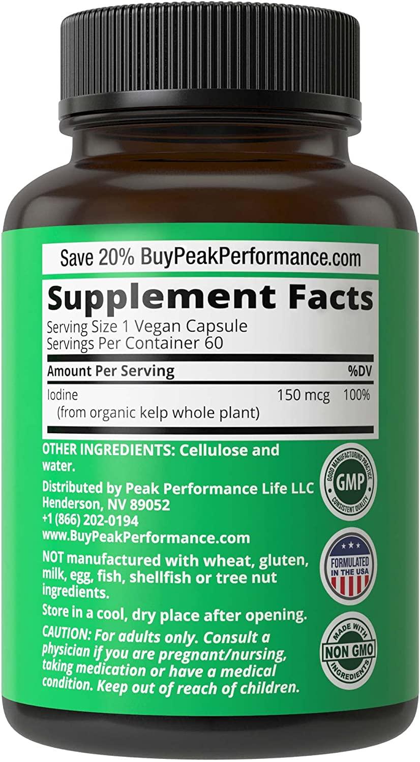 Peak Performance Raw Whole Food Iodine from Kelp (Ascophyllum Nodosum