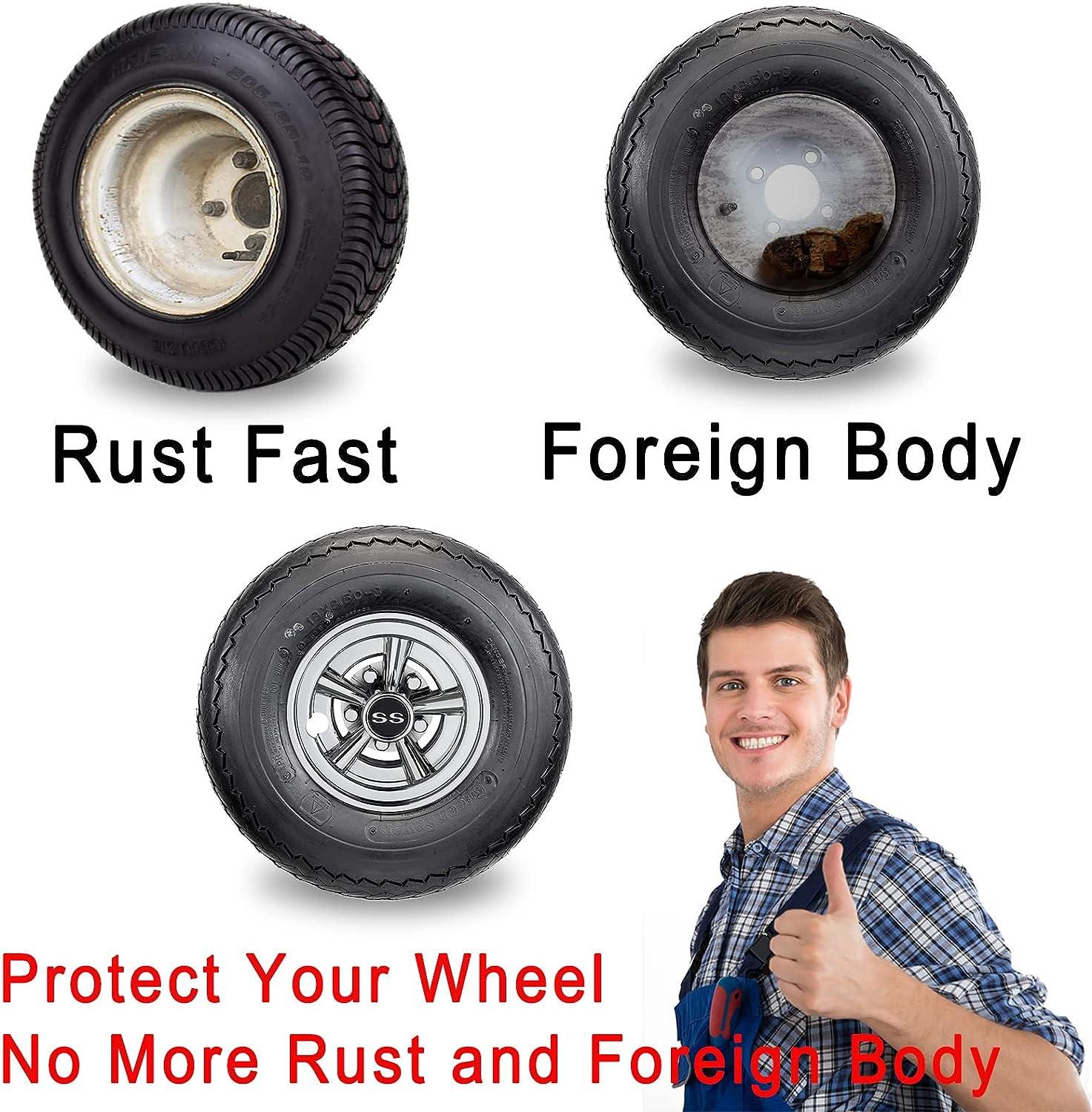 Premium Golf Cart Hubcaps, 8 Inch SS Chrome Golf Cart Hub Caps Set of 4