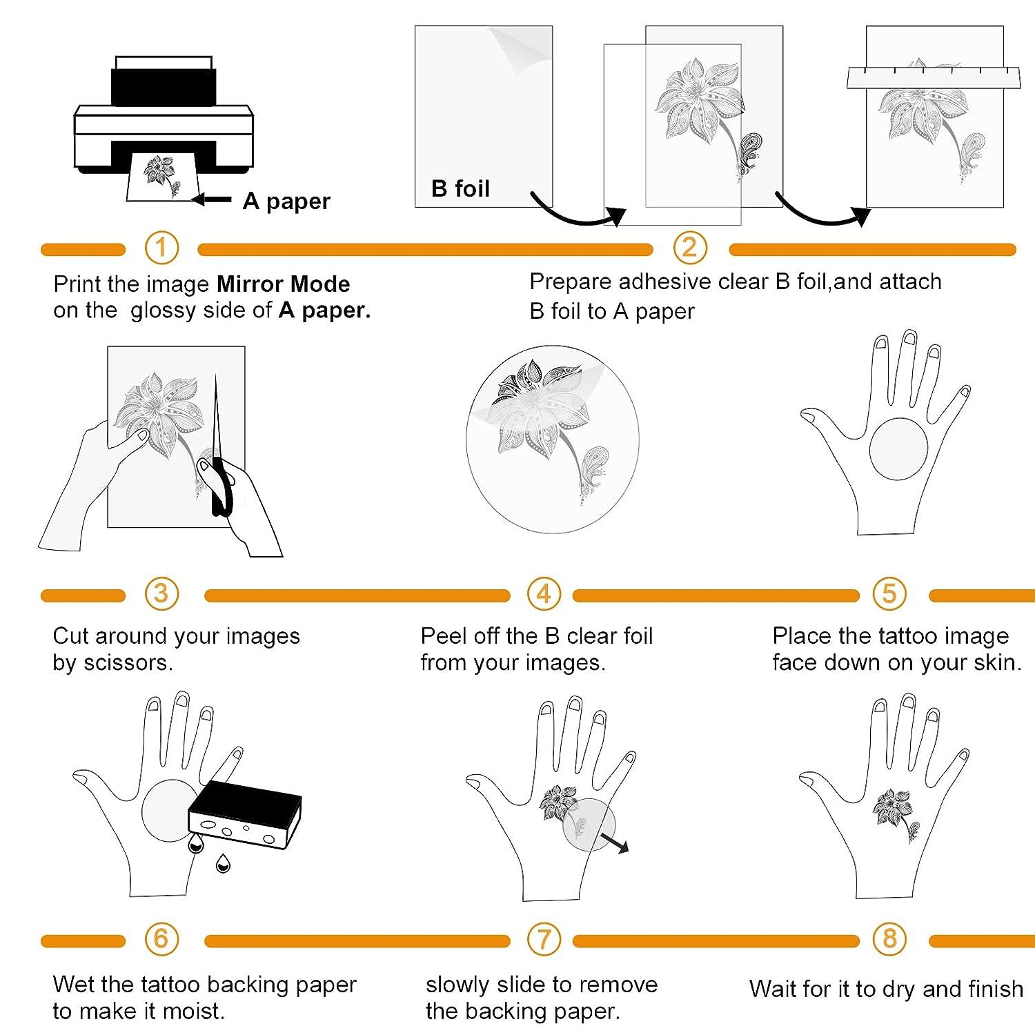 MECOLOUR Printable Temporary Tattoo Paper 5 Sets 8.5X11 | DIY Inkjet ...