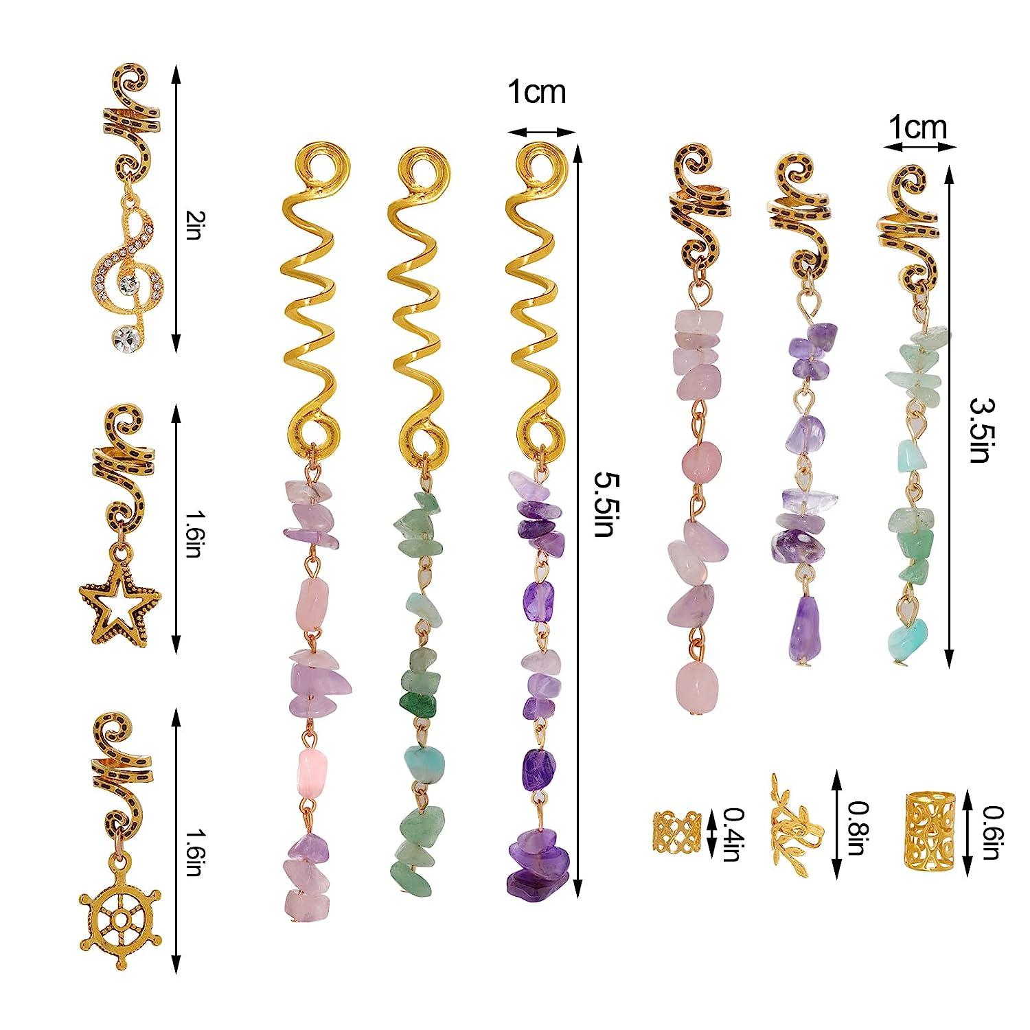 40Pcs Hair Jewelry for Braids, hoyuwak Natural Colored Crystal Stone