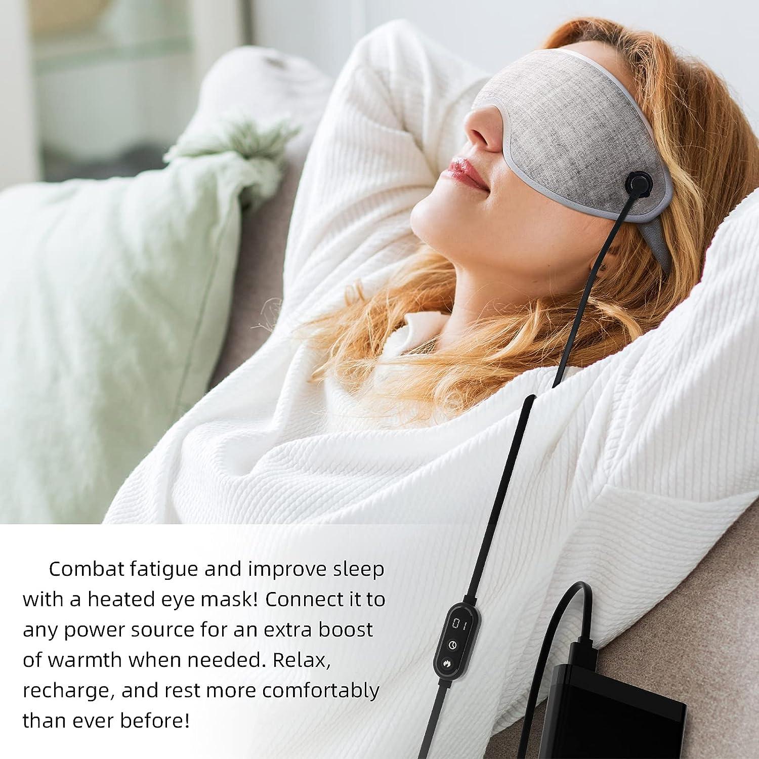 Heated Sleep Eye Mask 3D Blackout Memory Foam Eye Cups Design Reduces