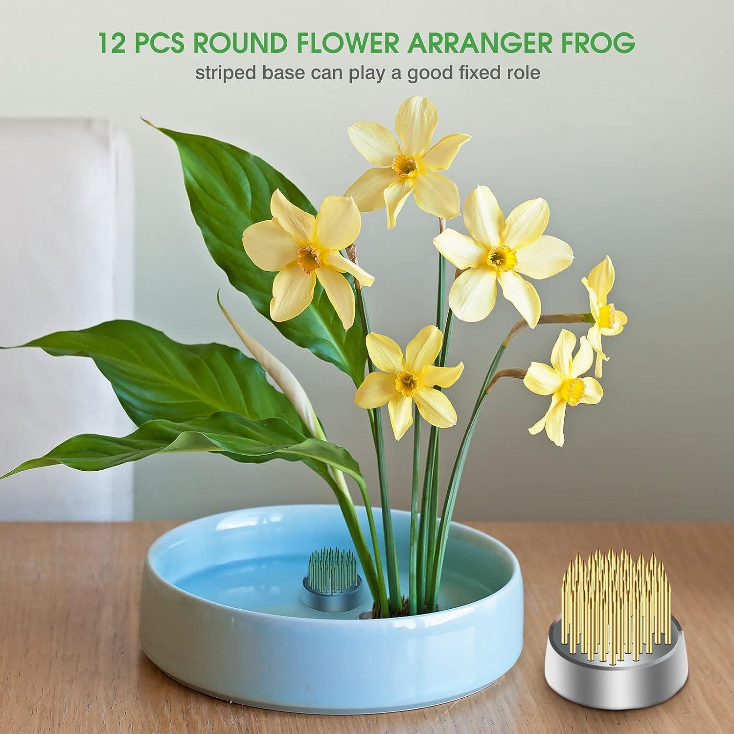 PATIKIL 2.4 Flower Frogs Ikebana Kenzan, 2 Pcs Flower Arranger Tool  Stainless Floral Frog Pin Holder for Vase Flower Arrangement, Silver Tone