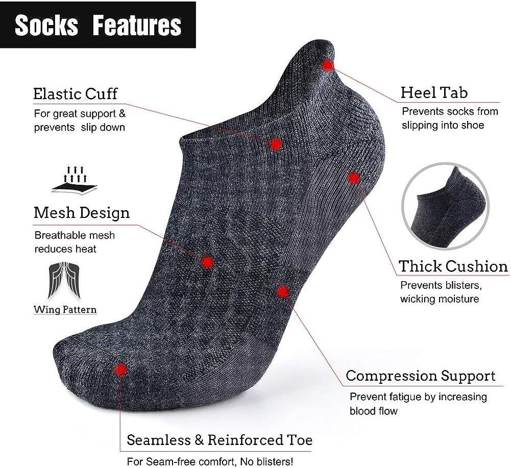 Busy Socks Merino Wool Compression Support Ankle Running Hiking Socks for  Men Women, Soft Thick Cushion Tab Socks 3/6 Pairs 6 Pairs Dark Grey  Large-X-Large