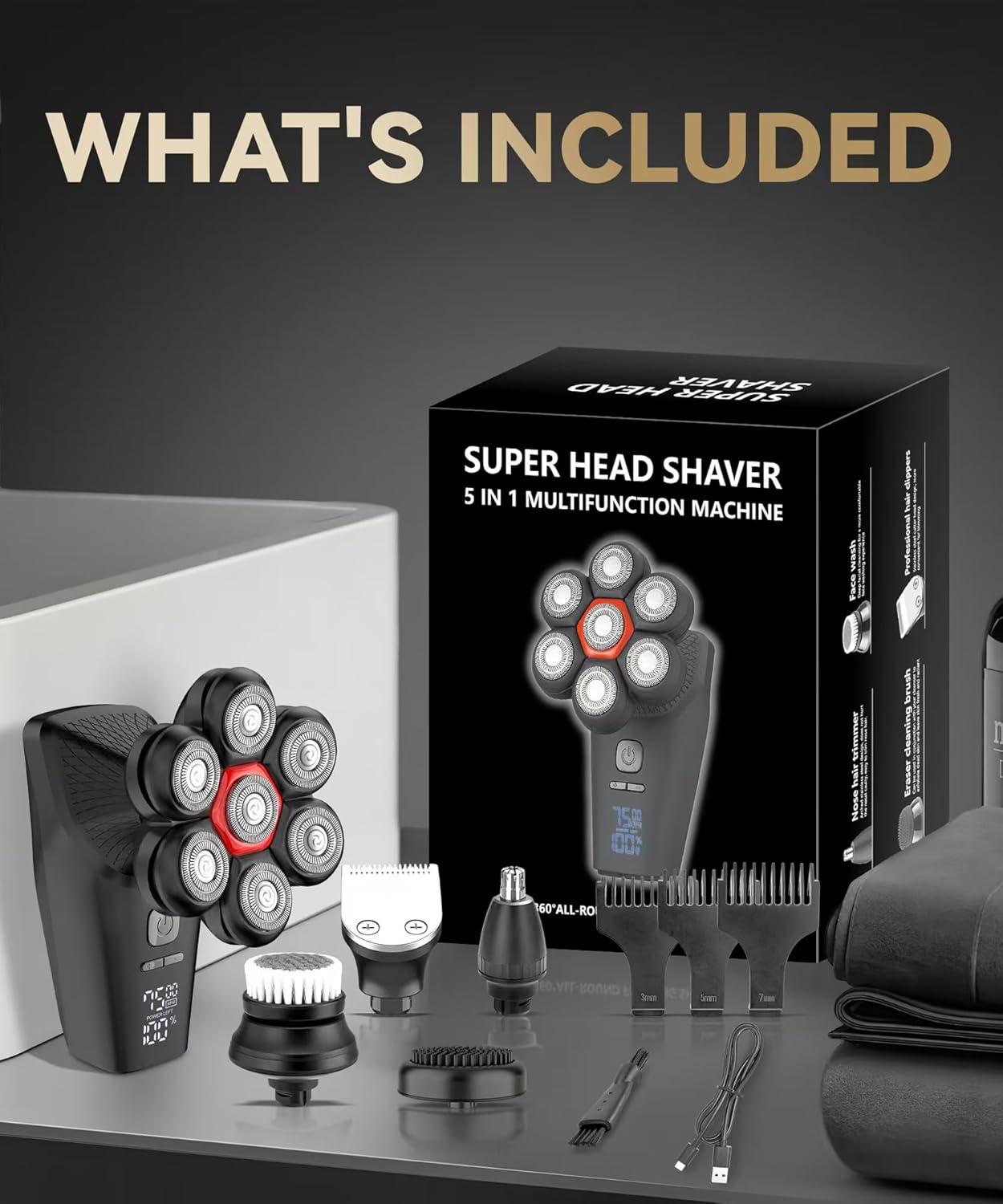 BarberBoss QR-2025 7D Bald Head Shaver For Men: Magnetic Rotary Shaver - View #11