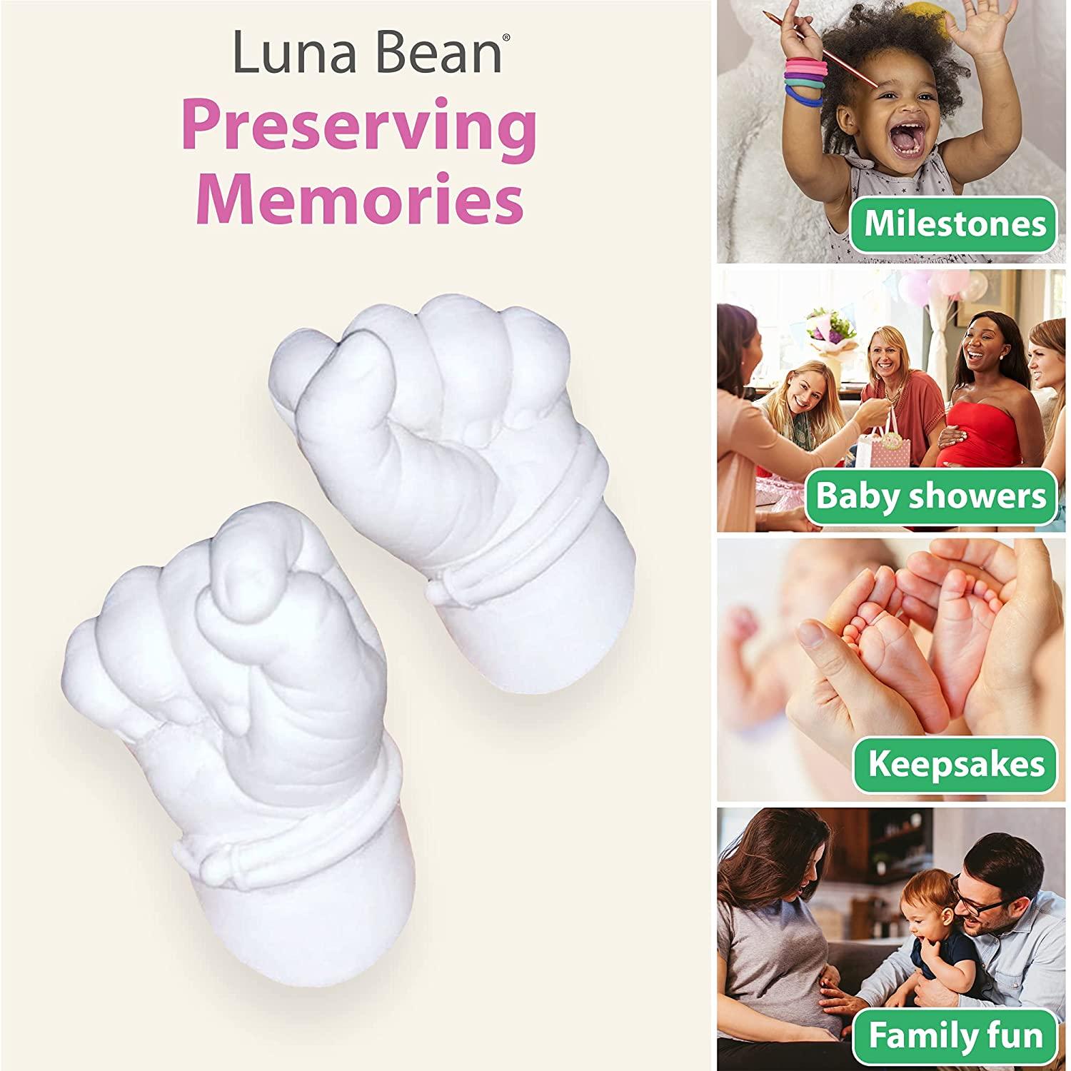 Luna Bean Baby Keepsake Hand Casting Kit - Plaster Hand Molding Casting Kit  for Infant Hand & Foot Molding - Baby Casting Kit for First Birthday,  Christmas & Newborn Gifts - (Clear Sealant - Gloss)