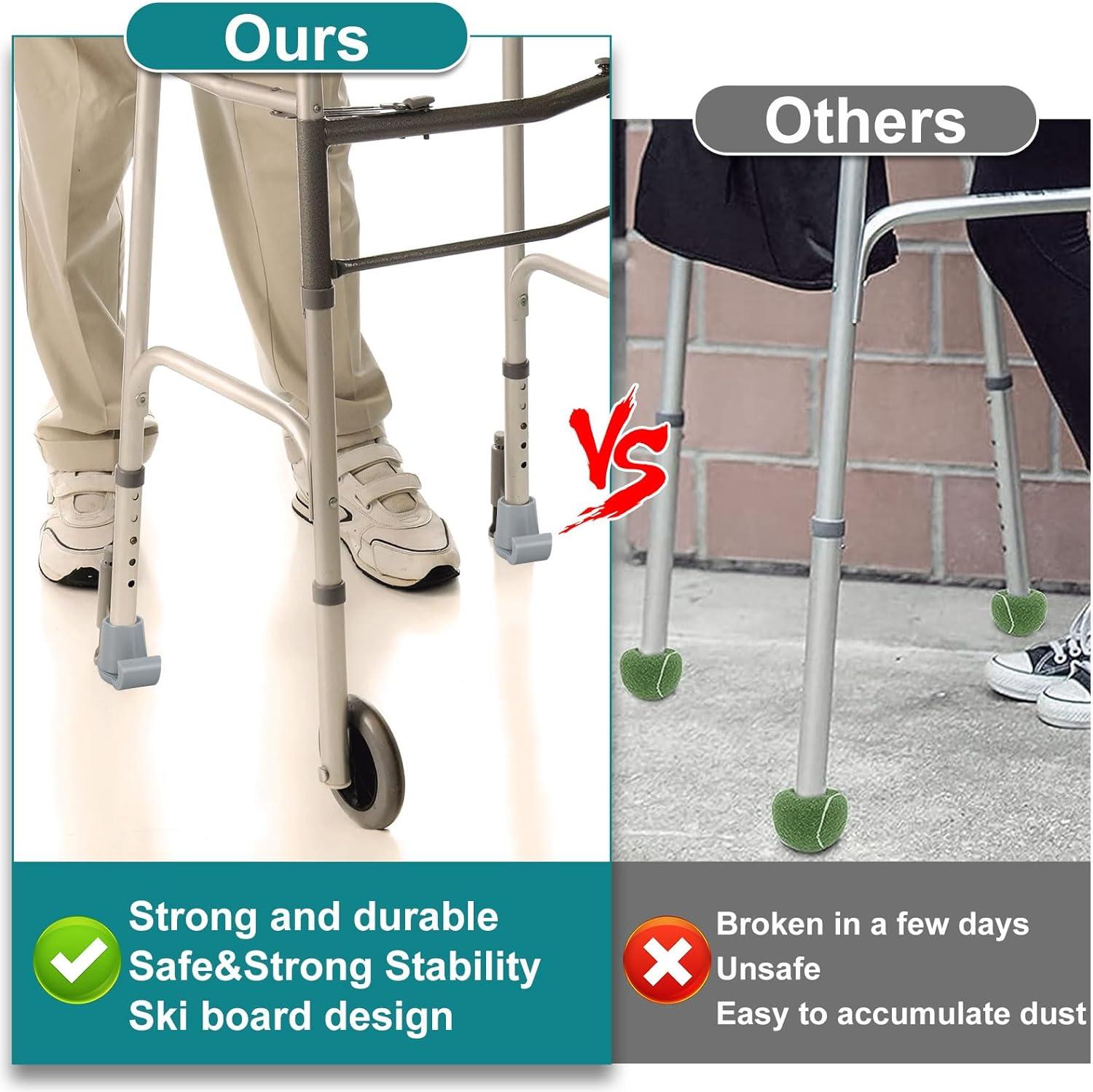 4Pcs Walking Frame Glide Skis Heavy Duty Rubber Ferrules Universal