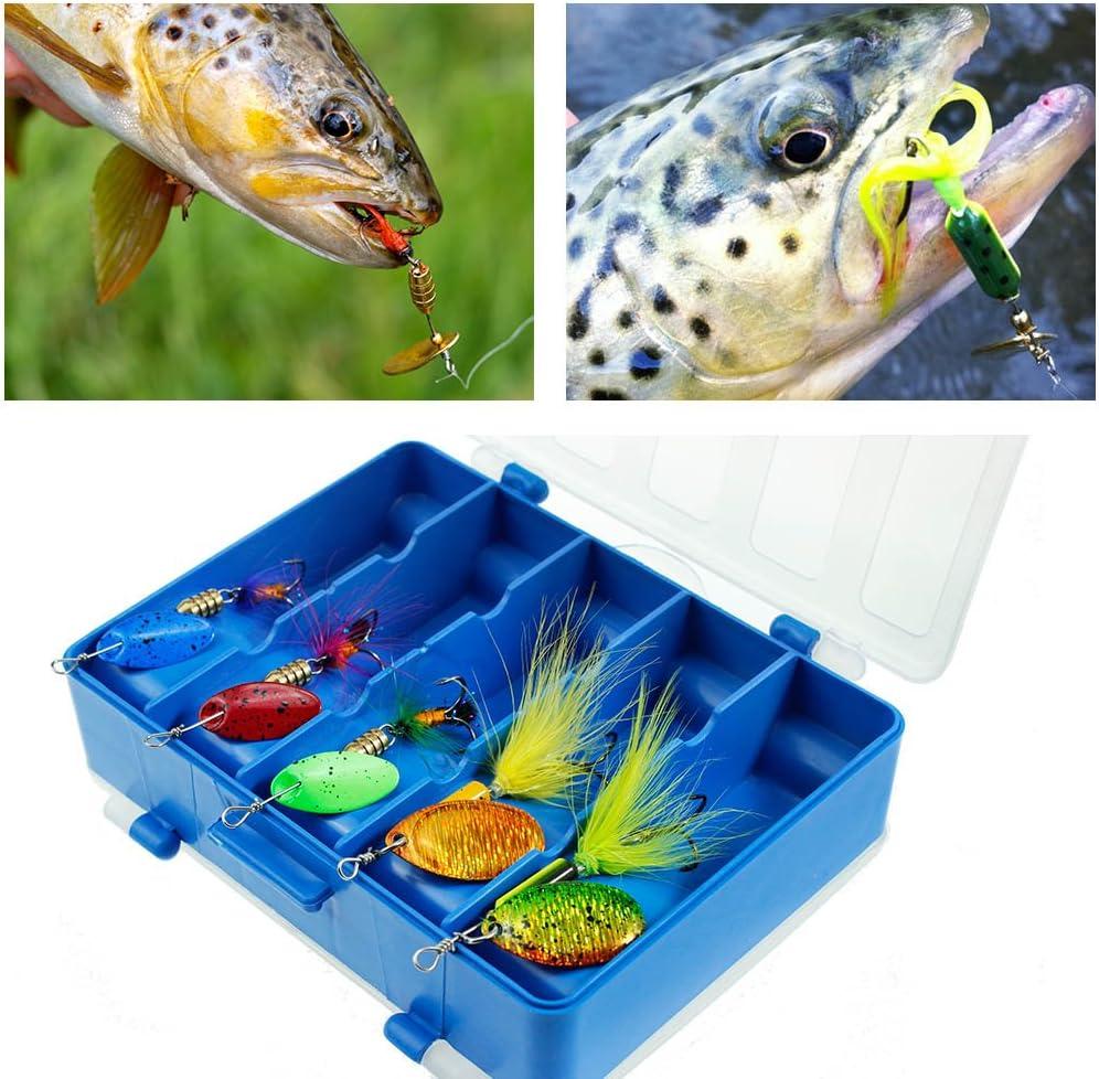 Fishing Lures 10pcs Spinner Lures Baits with Tackle Box, Bass Trout Salmon  Hard Metal Rooster Tail Fishing Lures Kit by FOUCECLAUS