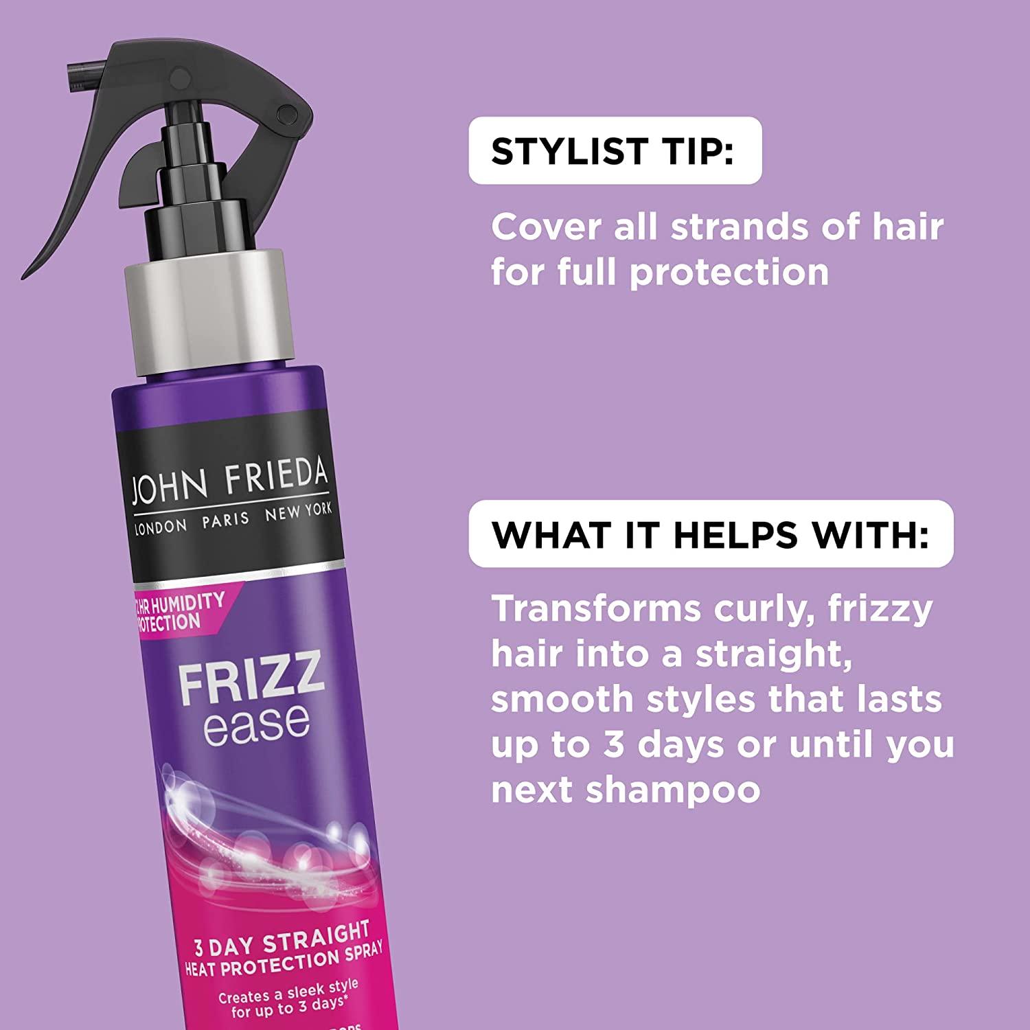 John Frieda Frizz Ease 3-day Flat Iron Heat Protectant Spray for Hair, Anti  Frizz Keratin Infused Straightening Hair Spray, Lightweight Smoothing Spray  for Frizz Control,  Ounce  Ounce (Pack of 1)