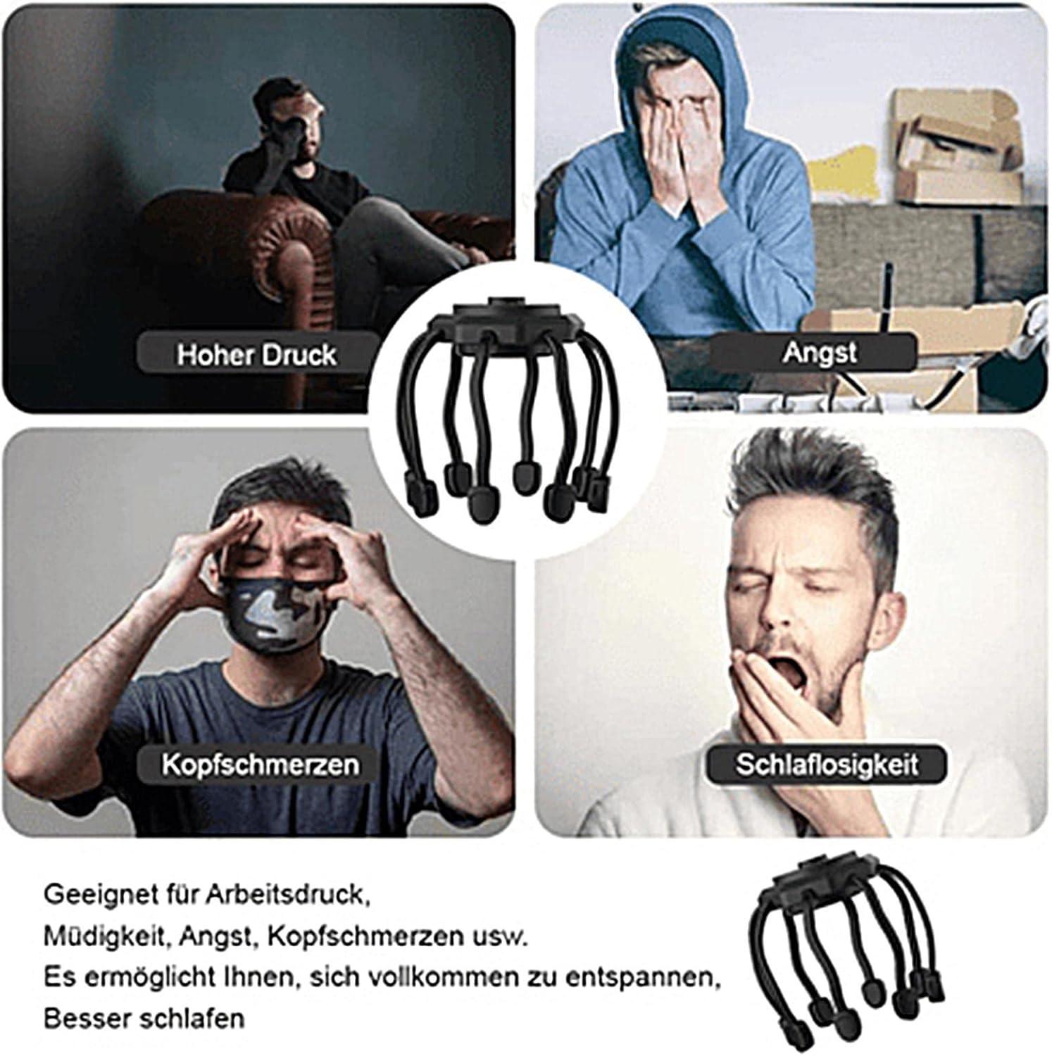 Electric Head Massager - Octopus Scalp Massager with 3 Modes & 10 Vibrating  Contacts for Deep Sleep Hair Growth and Ultimate Relaxation - Upgrade Black  | Buy Now with Express International Delivery | GoSupps.com