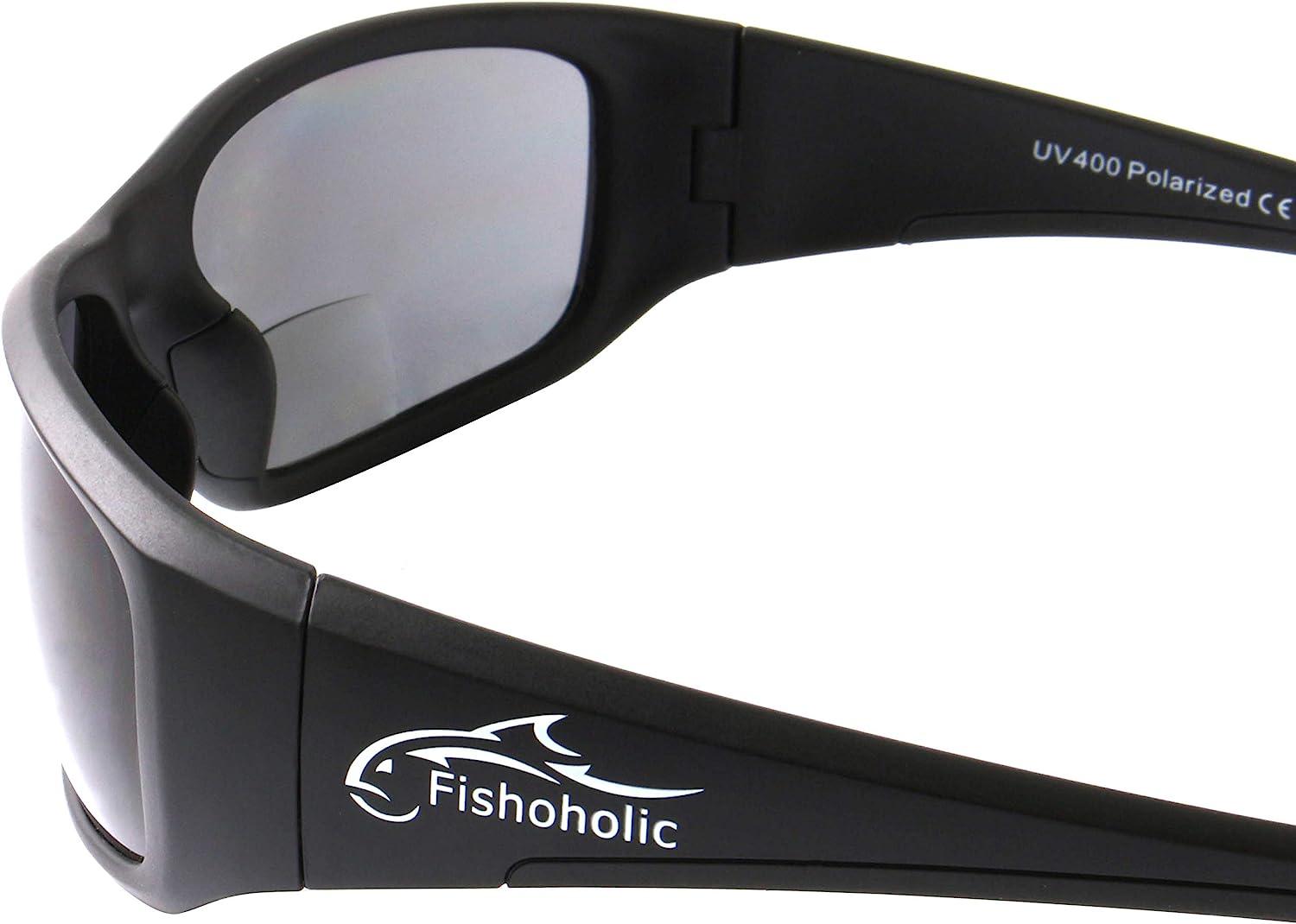 Fishoholic - BiFocal - Reader - Bi-Focal x1.5 x2.0 x2.5 Magnifications -  Polarized Fishing Sunglasses - UV400 - Fishing Gift M Black 2.5 2.5 x