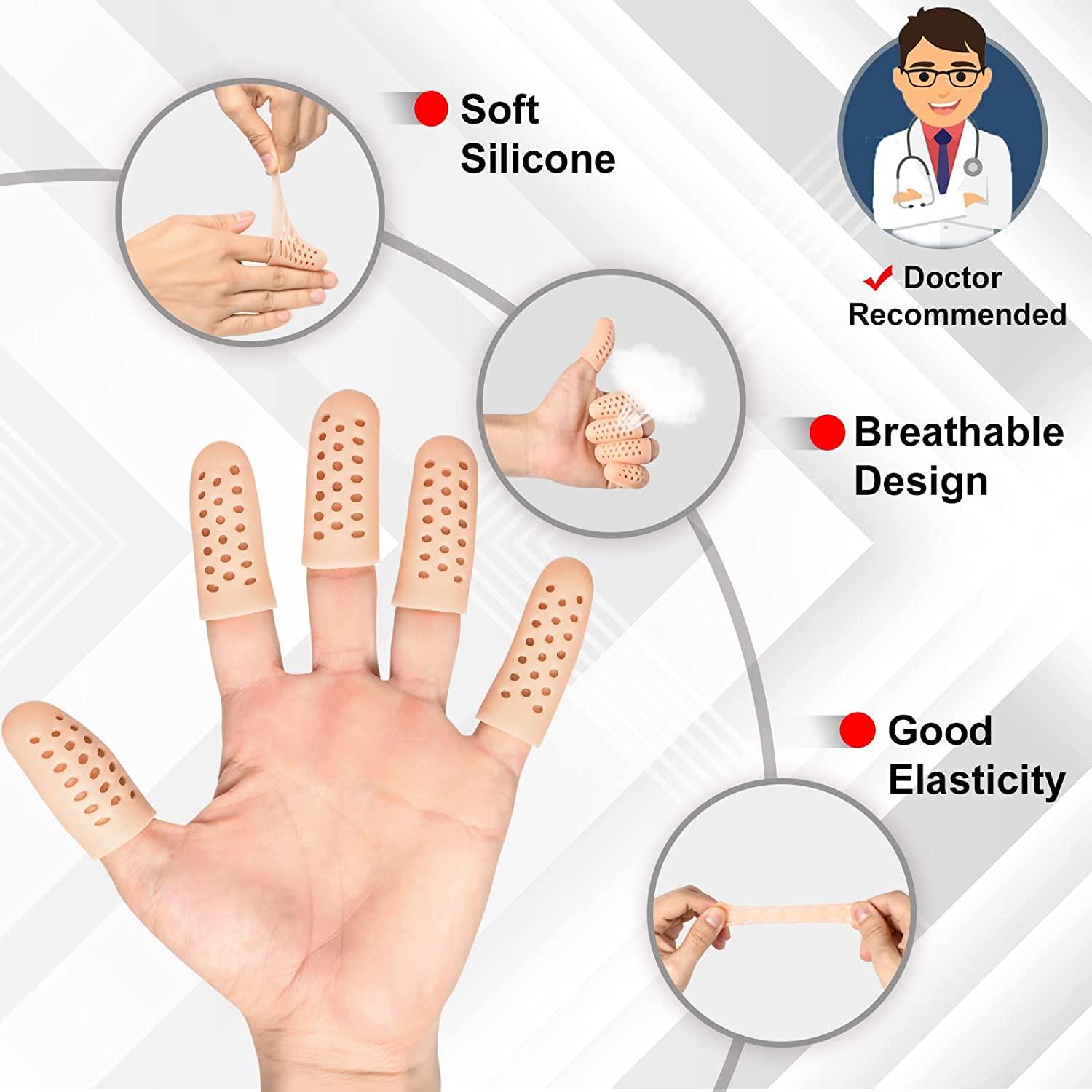Gel Finger Cots (Breathable, Latex Free), Finger Protectors with Hole, Finger Gloves(14 PCS