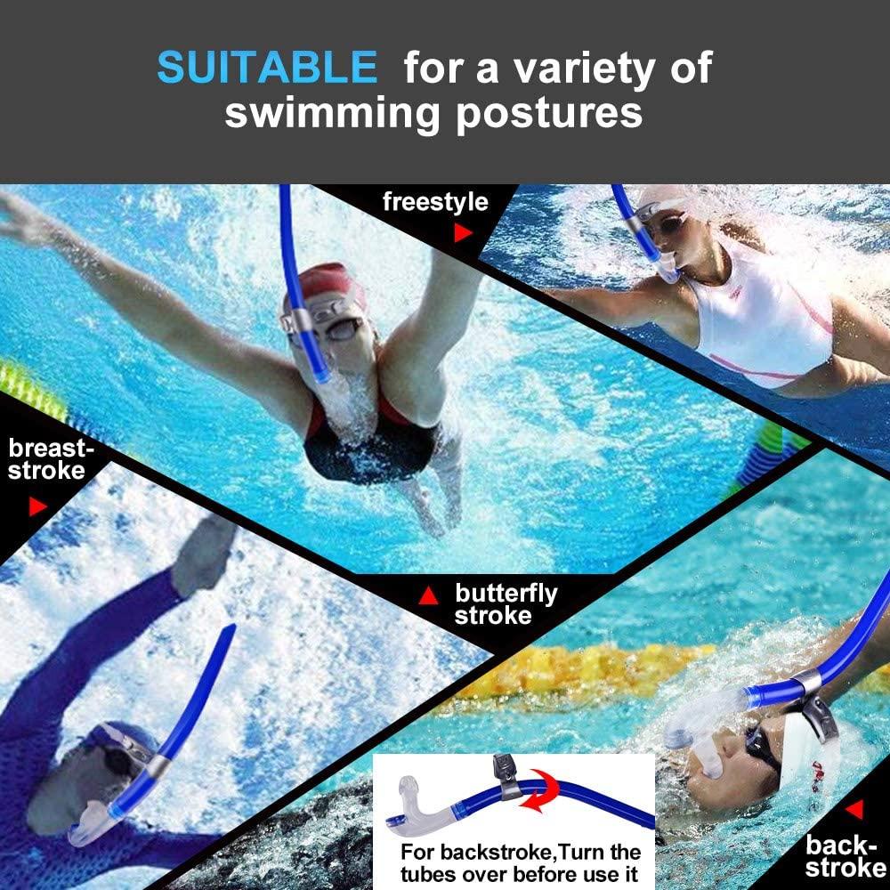 Focevi Swim Snorkel for Lap Swimming Adult Snorkeling Gear with Silicone Mouthpiece and Purge