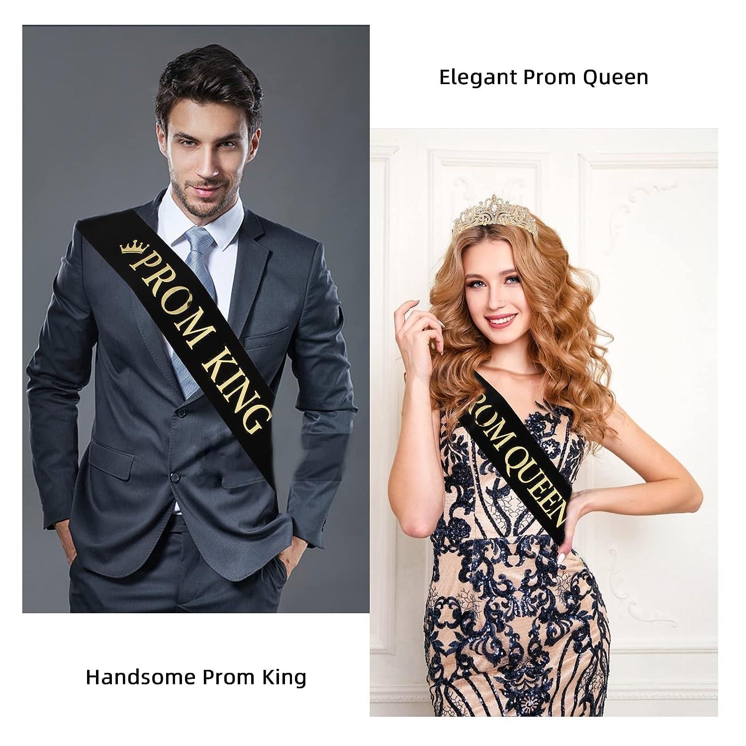 Prom King and Queen Crown Set Prom King and Queen Sashes Gold Queen