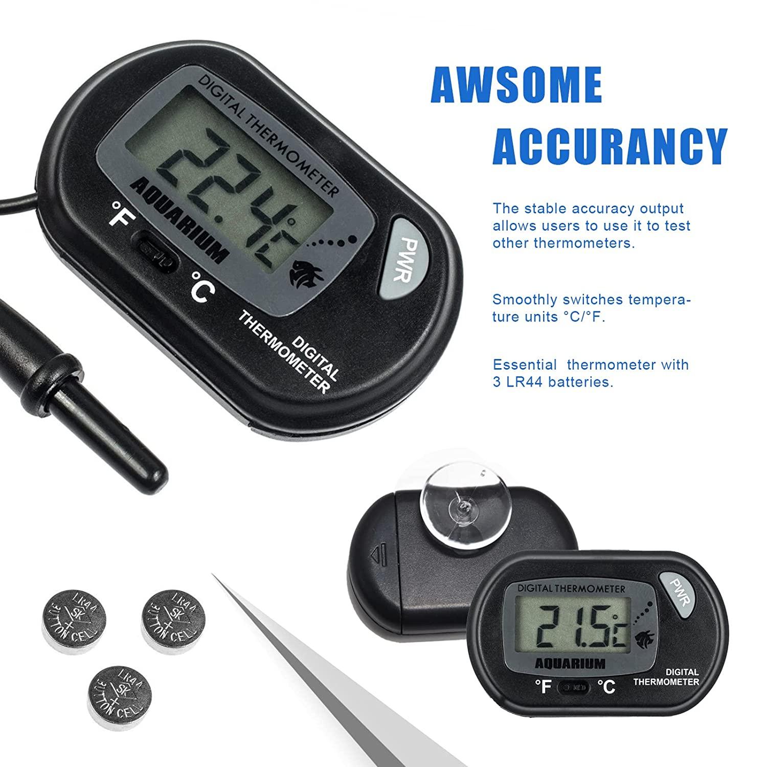 Aquarium Thermometer Lcd Digital Aquarium Thermometer With Suction Cup Fish  Tank Water Terrarium Temperature For Fish And Reptiles Like Lizard And Tur