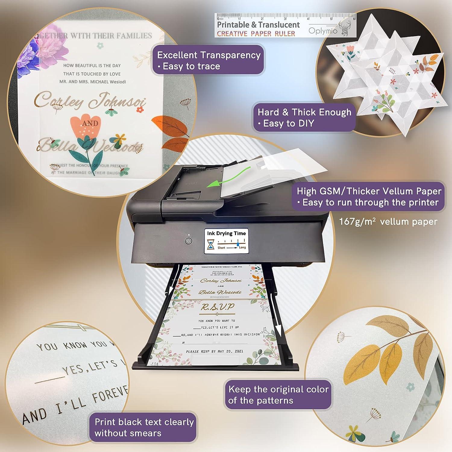 Thick Translucent Vellum Paper Oplymio 42 Sheets 167GSM Printable Tracing Vellum Paper for