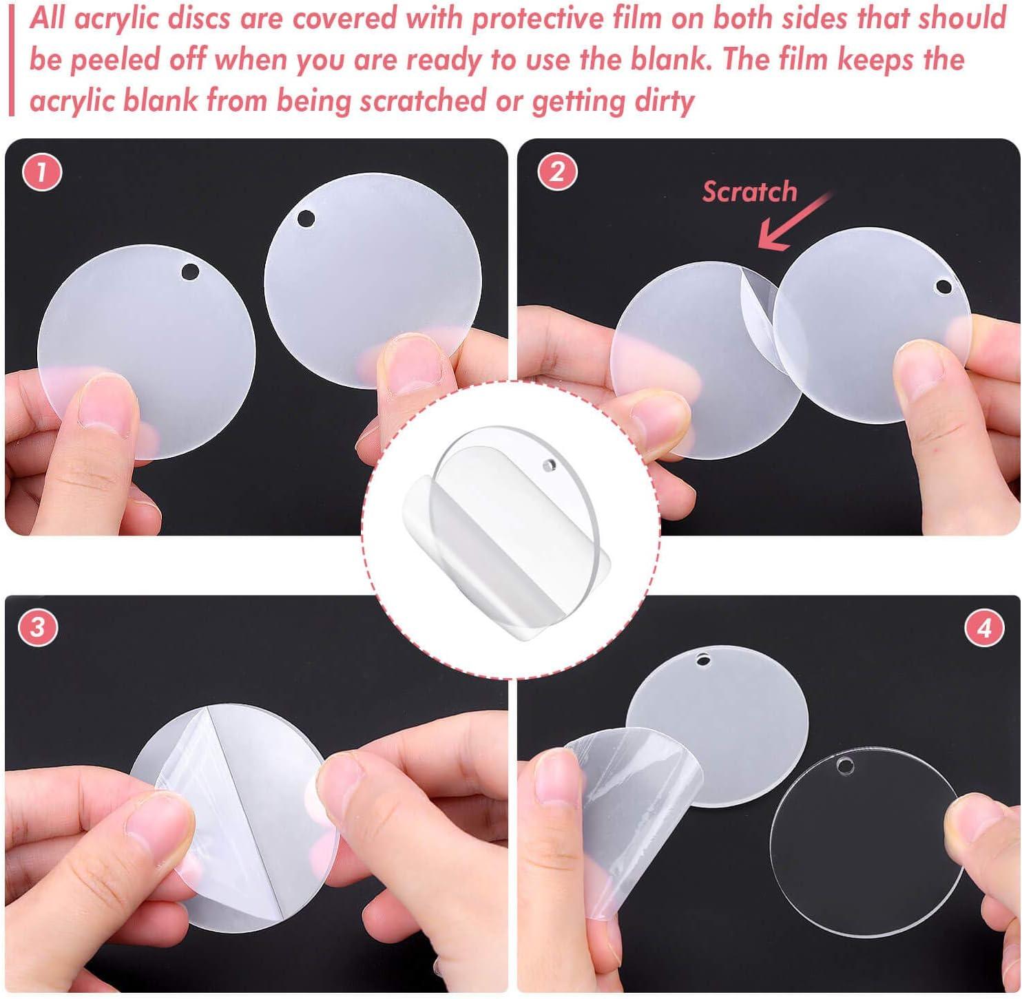 120Pc Acrylic Keychain Blanks with Tassels Kit Bulk Circle Disc for DIY  Crafting