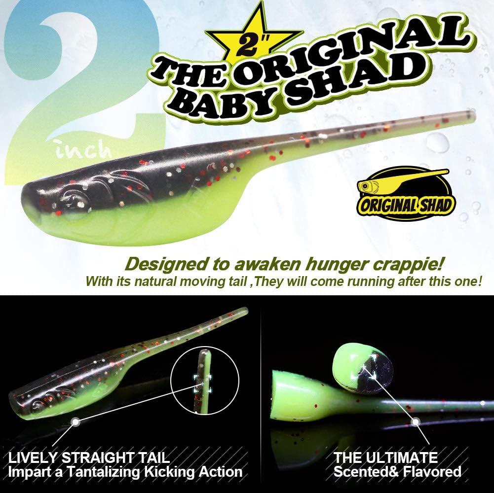 Crappie-Baits- Plastics-Jig-Heads-Kit-Shad-Minnow-Fishing-Lures-for Crappie-Panfish-Bluegill-40  &135 Piece Kit BABY SHAD 40 pc.KIT COMBO 1