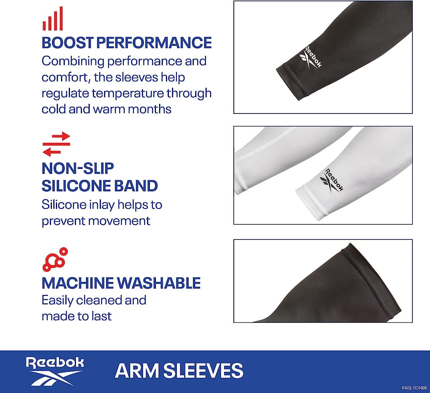 Reebok Compression Arm Sleeves for Men and Women White (Large/X-large)
