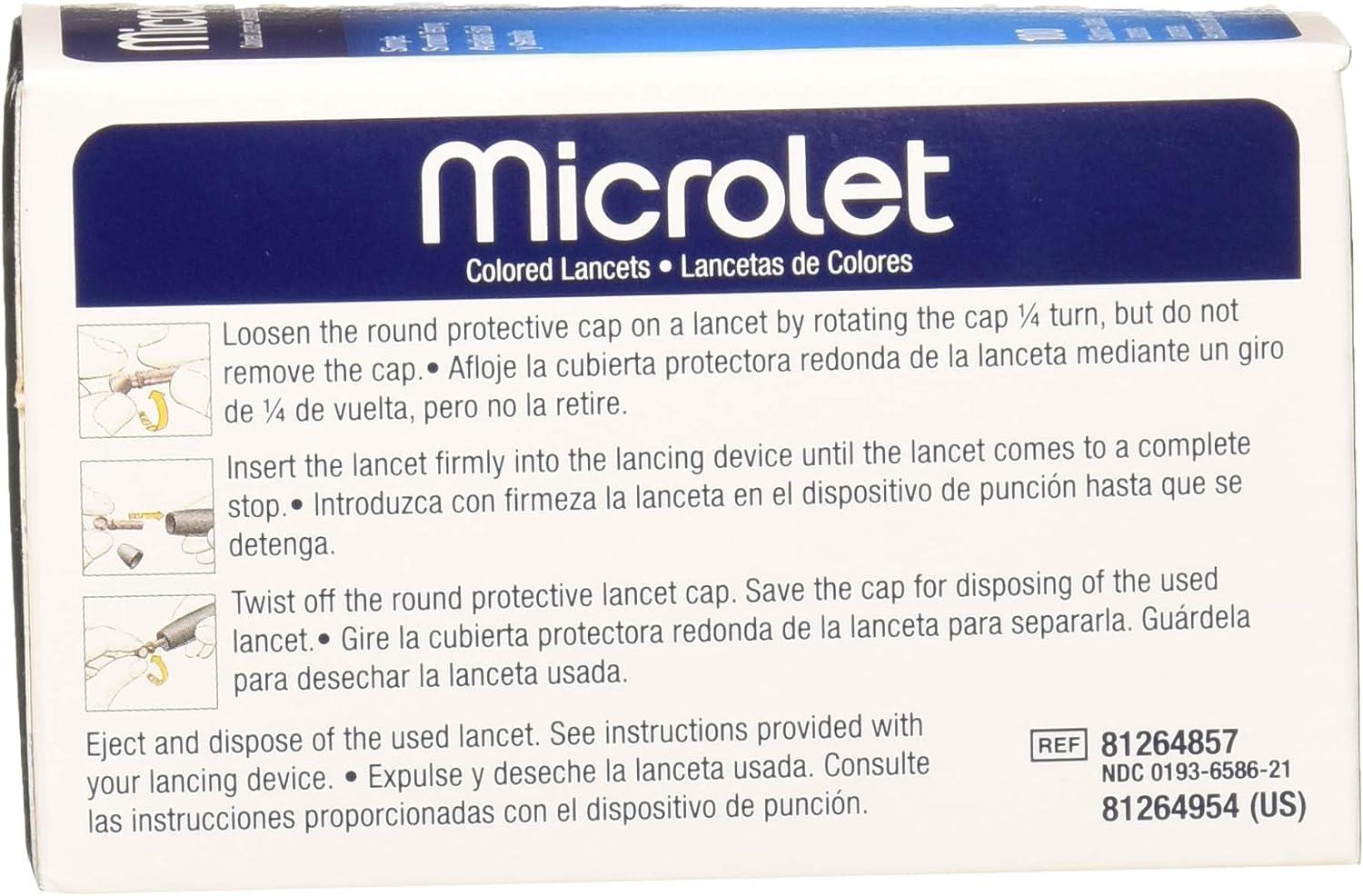 Bayer Microlet Colored Lancets 100 Count Pack of 3 Convenient and Colorful Lancets for Blood